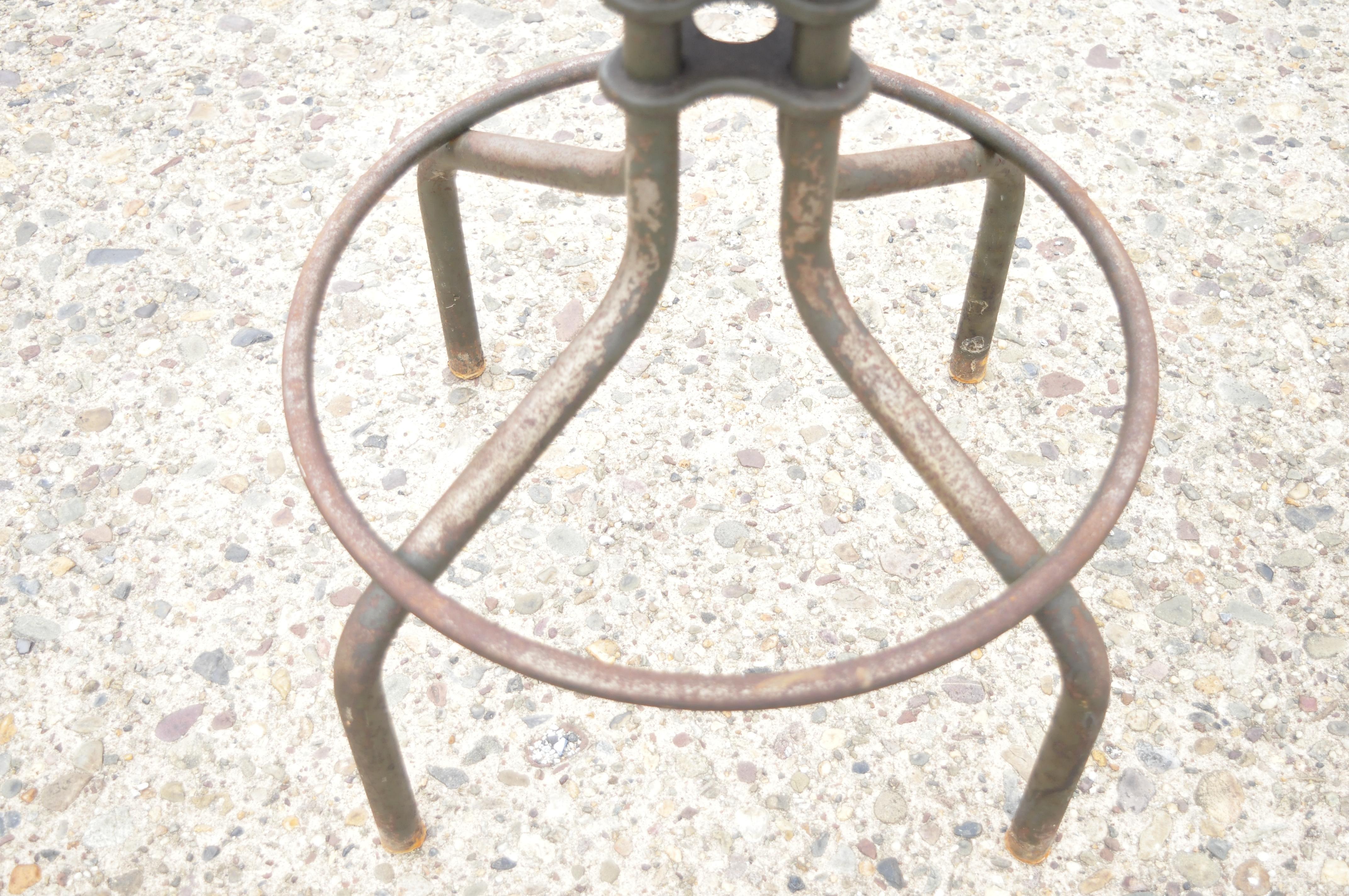 Antique American Industrial Adjustable Steel Metal Drafting Stool Work Chair 1