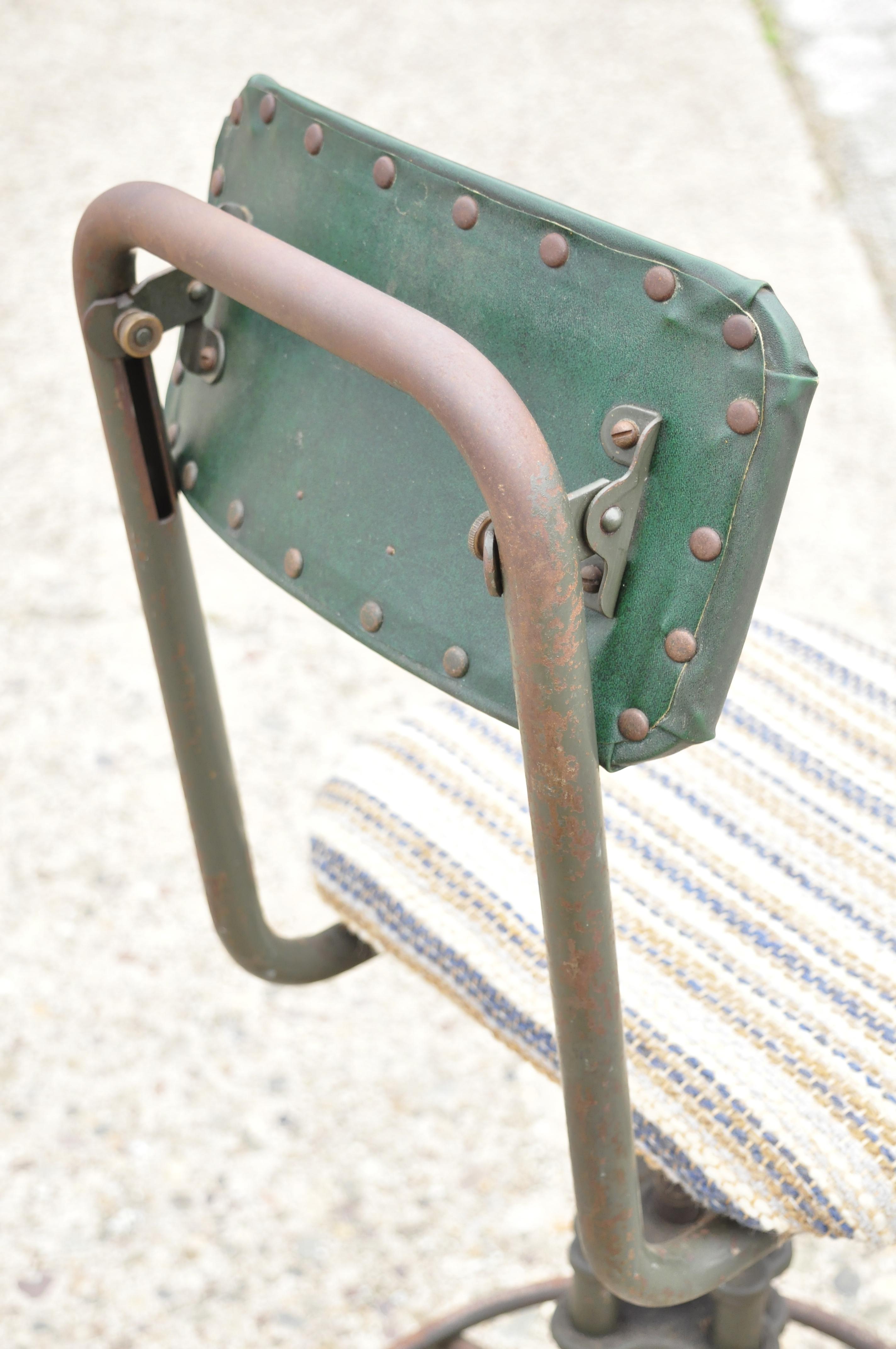 Antique American Industrial Adjustable Steel Metal Drafting Stool Work Chair 3