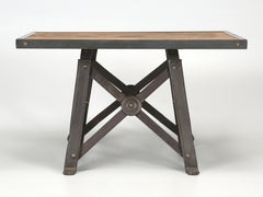 Antique American Industrial Heavy-Duty Steel and Wood Work Table, Kitchen Island