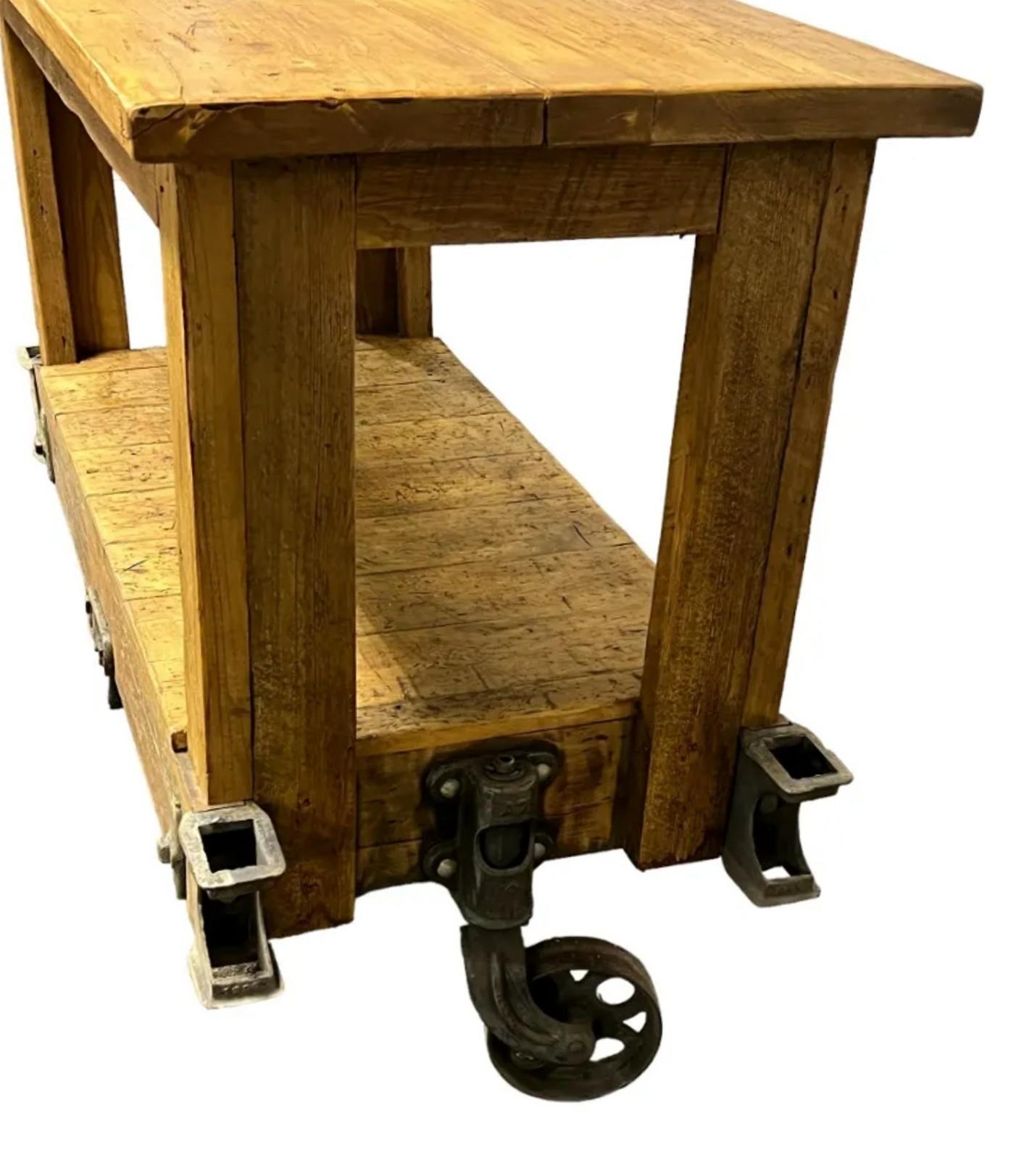 Antique American Industrial John Towsley Warehouse Work Cart Island In Good Condition In Forney, TX