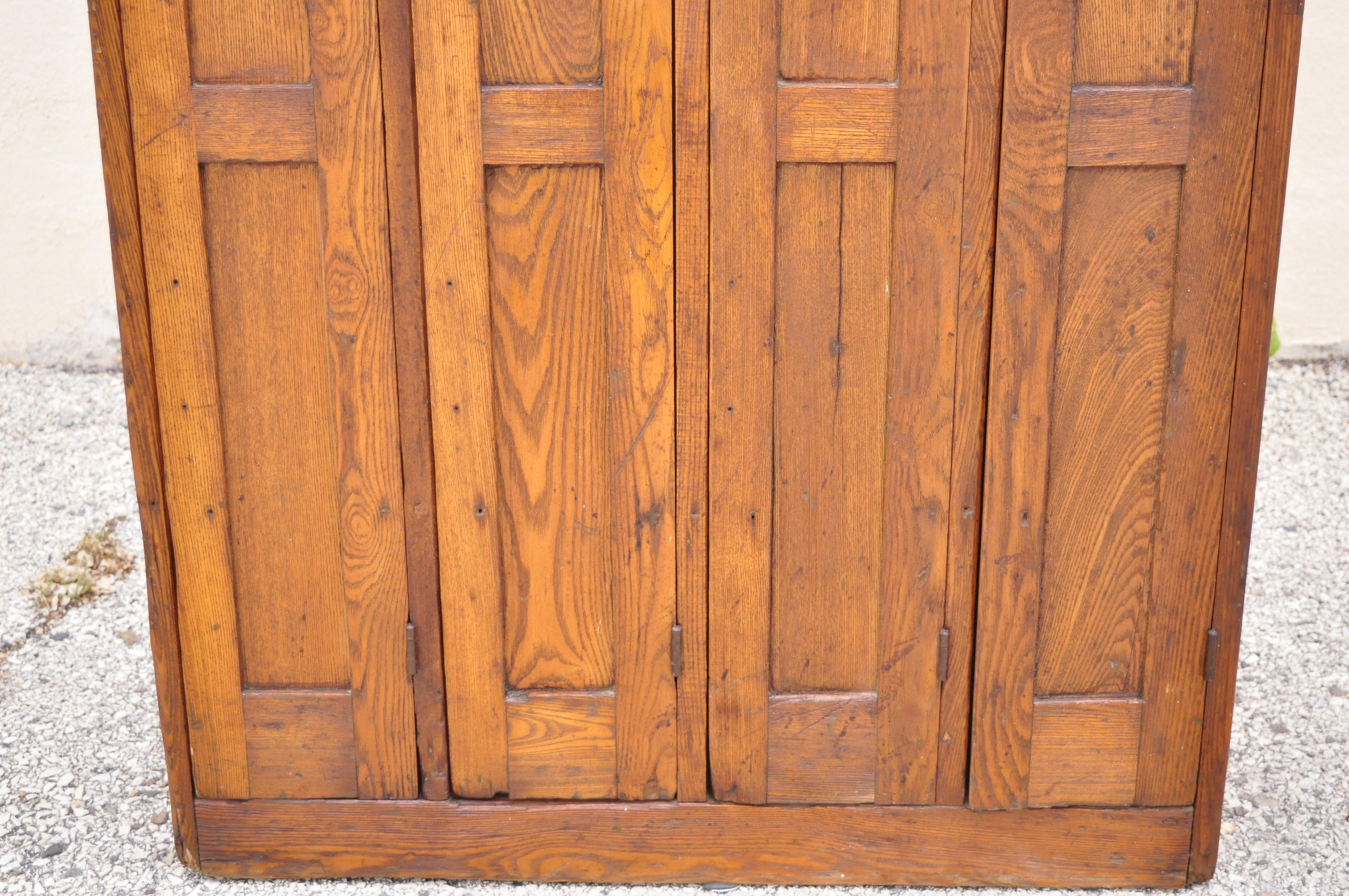 Antique American Industrial Oak Wood Slim Narrow File Cabinet Angled File Slots 3