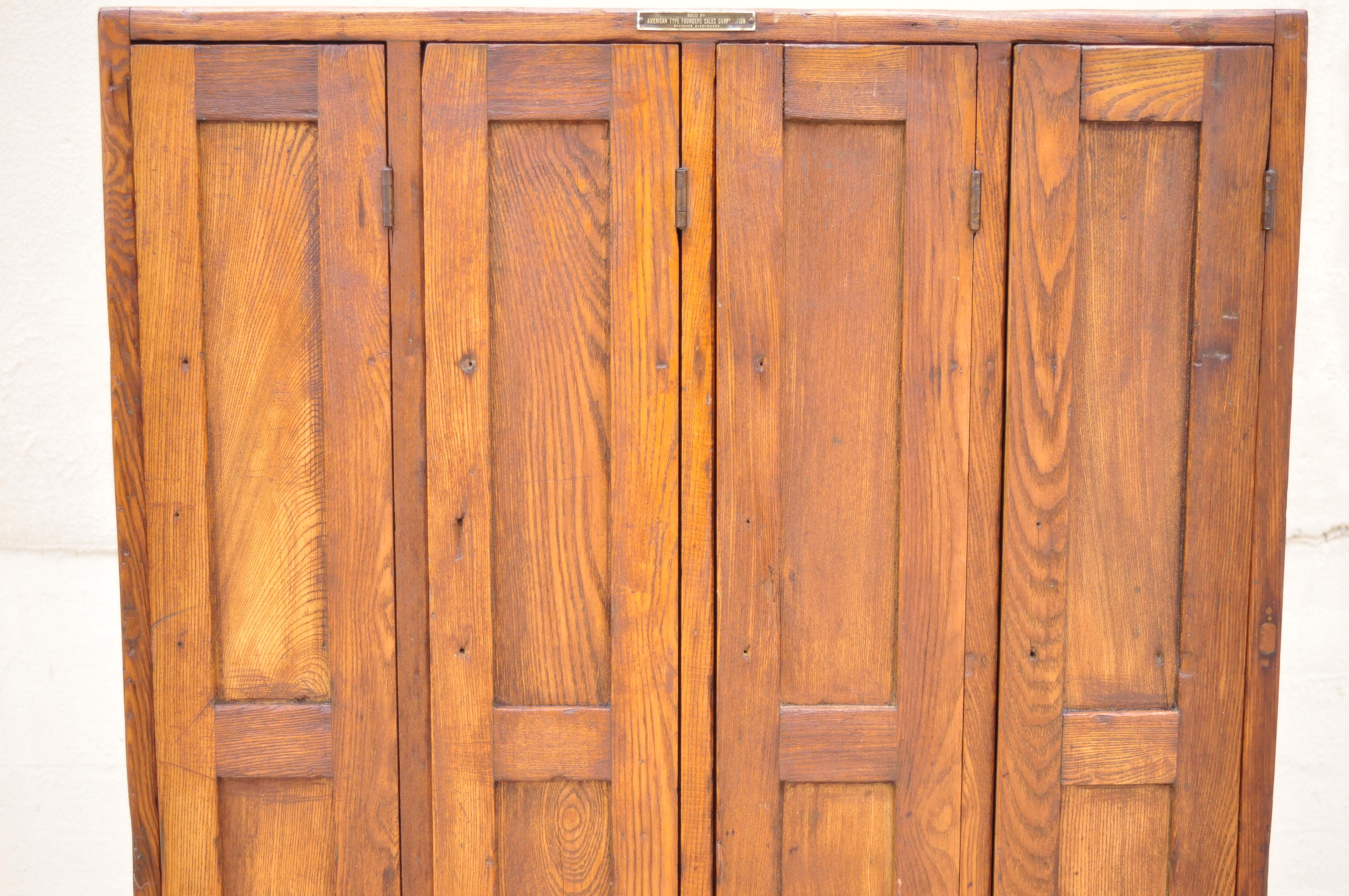 Antique American Industrial Oak Wood Slim Narrow File Cabinet Angled File Slots In Good Condition In Philadelphia, PA