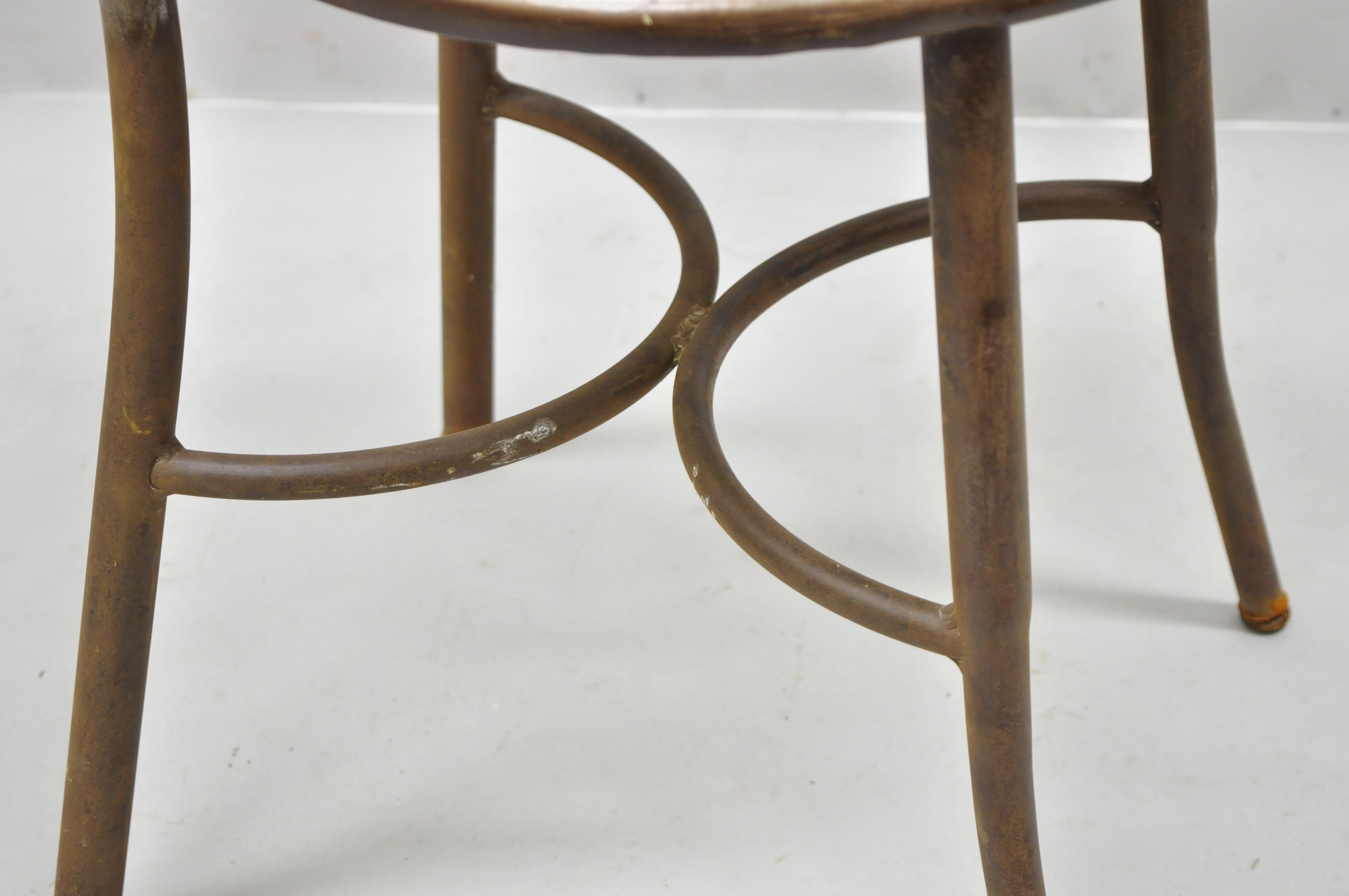 Antique American Industrial Steel Metal Ice Cream Parlor Side Chairs, Set of 4 4