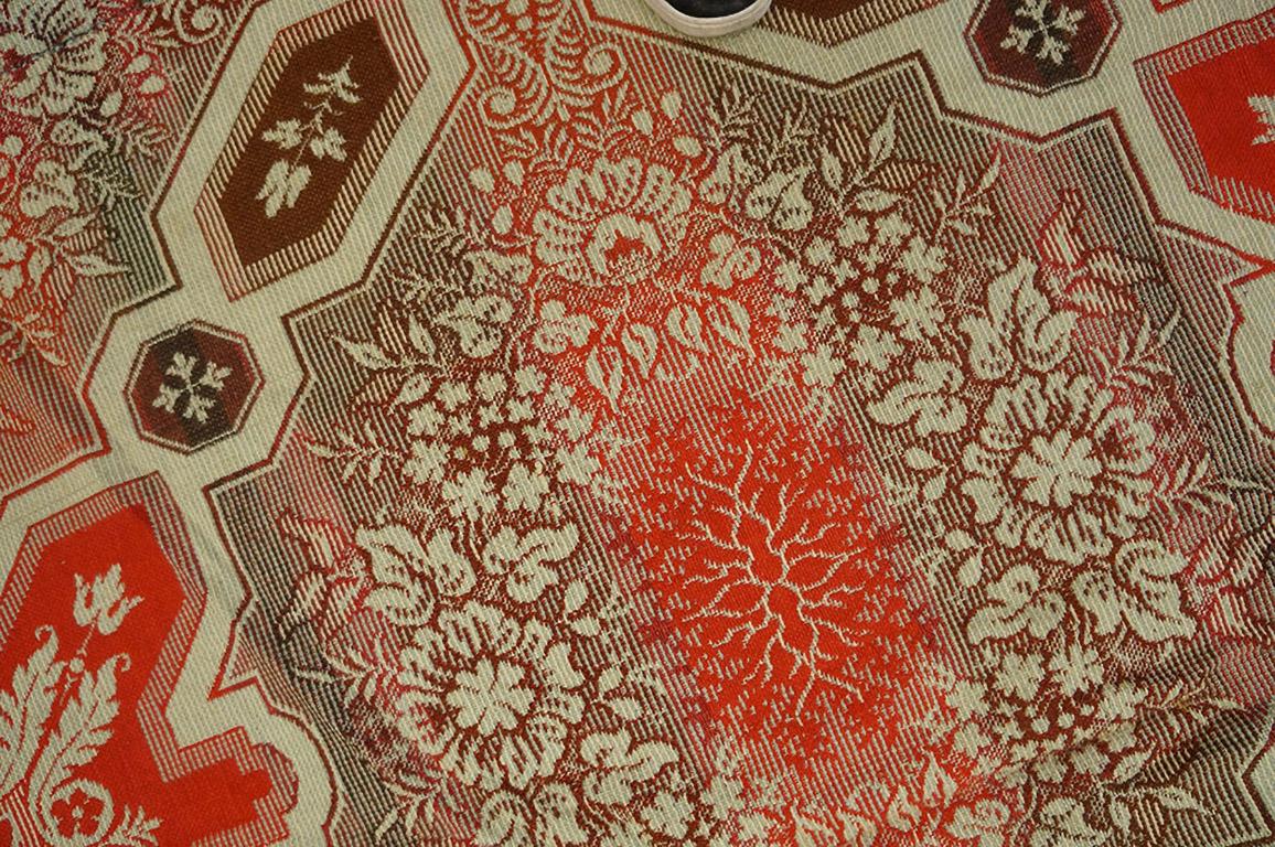 Hand-Woven Mid 19th Century American Ingrain Carpet ( 12' 6