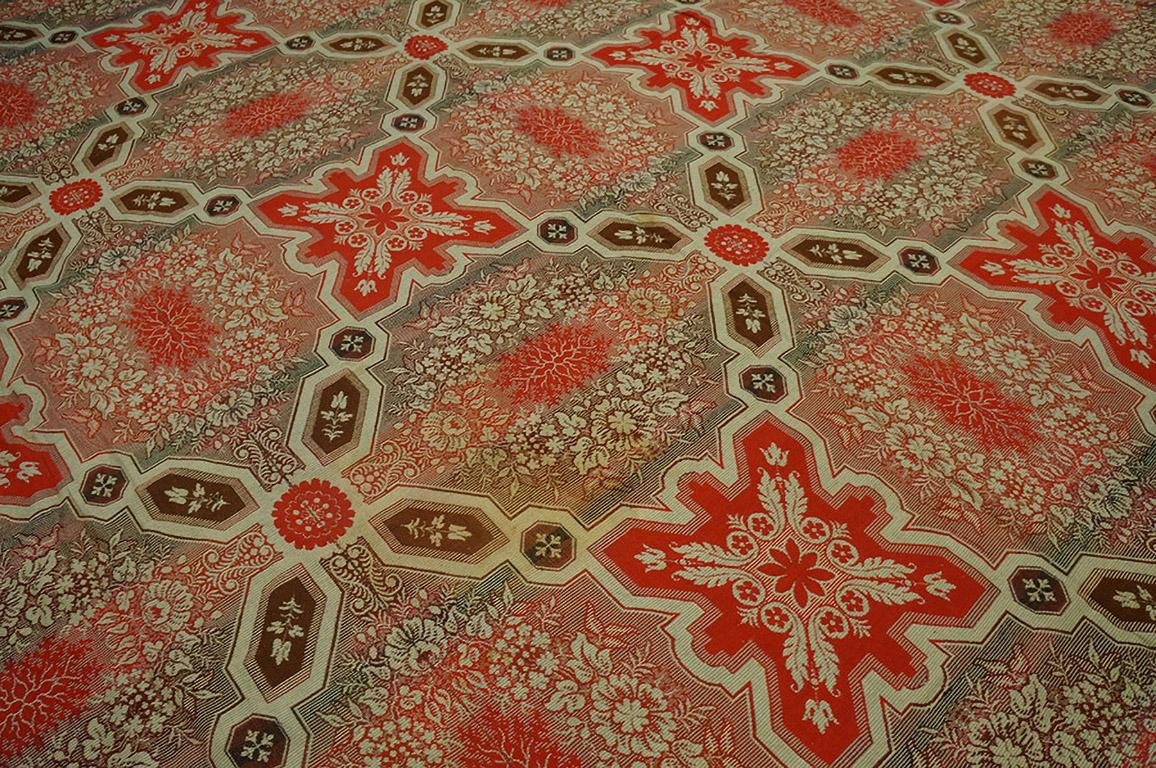 Amerikanischer Ingrain-Teppich aus der Mitte des 19. Jahrhunderts ( 3,66 m x 4,66 m)  - 381 x 406 cm ) (Handgewebt) im Angebot