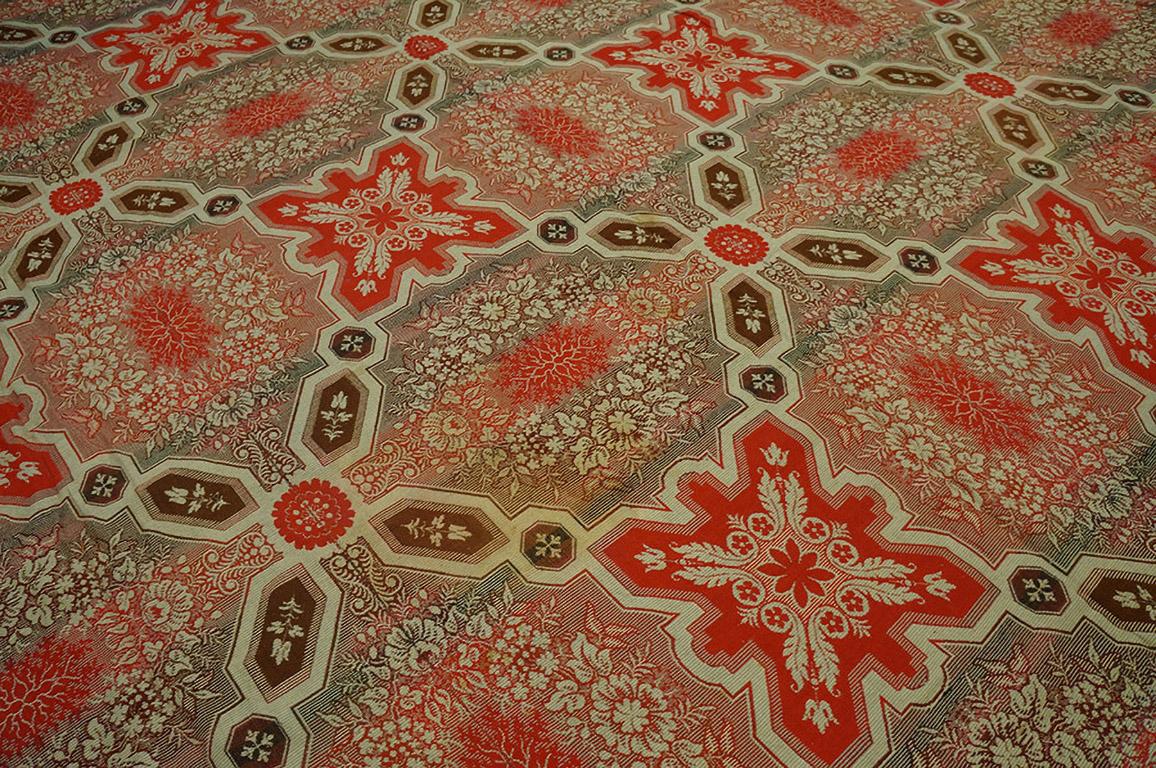 Tissé à la main Tapis d'Ingrain américain du milieu du XIXe siècle ( 3,40 m x 4,45 m)  381 x 406 cm) en vente
