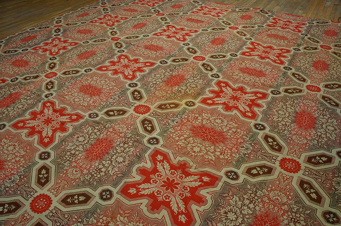 Amerikanischer Ingrain-Teppich aus der Mitte des 19. Jahrhunderts ( 3,66 m x 4,66 m)  - 381 x 406 cm ) (Mittleres 19. Jahrhundert) im Angebot