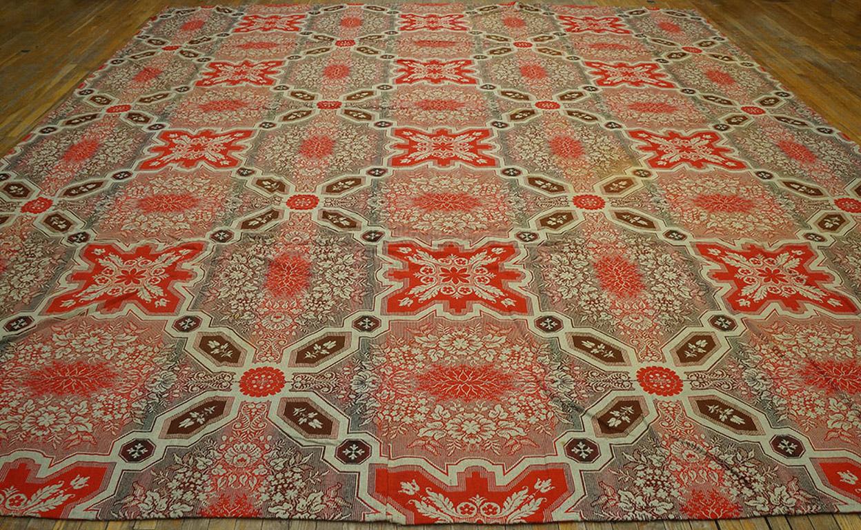 Amerikanischer Ingrain-Teppich aus der Mitte des 19. Jahrhunderts ( 3,66 m x 4,66 m)  - 381 x 406 cm ) im Angebot 1