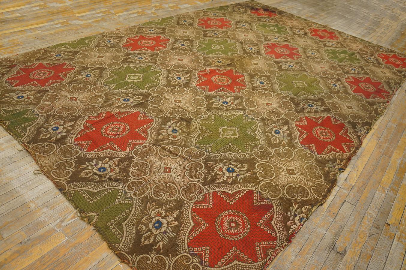 Hand-Woven Mid 19th Century American Ingrain Carpet ( 8' 2'' x 12' 9'' - 250 x 390 cm ) For Sale