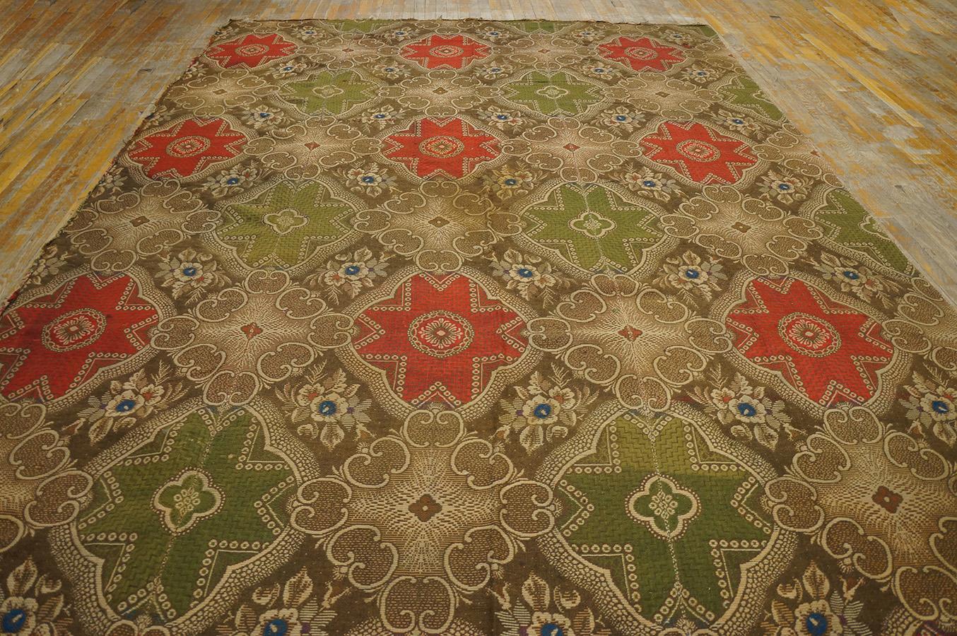 Mid-19th Century Mid 19th Century American Ingrain Carpet ( 8' 2'' x 12' 9'' - 250 x 390 cm ) For Sale