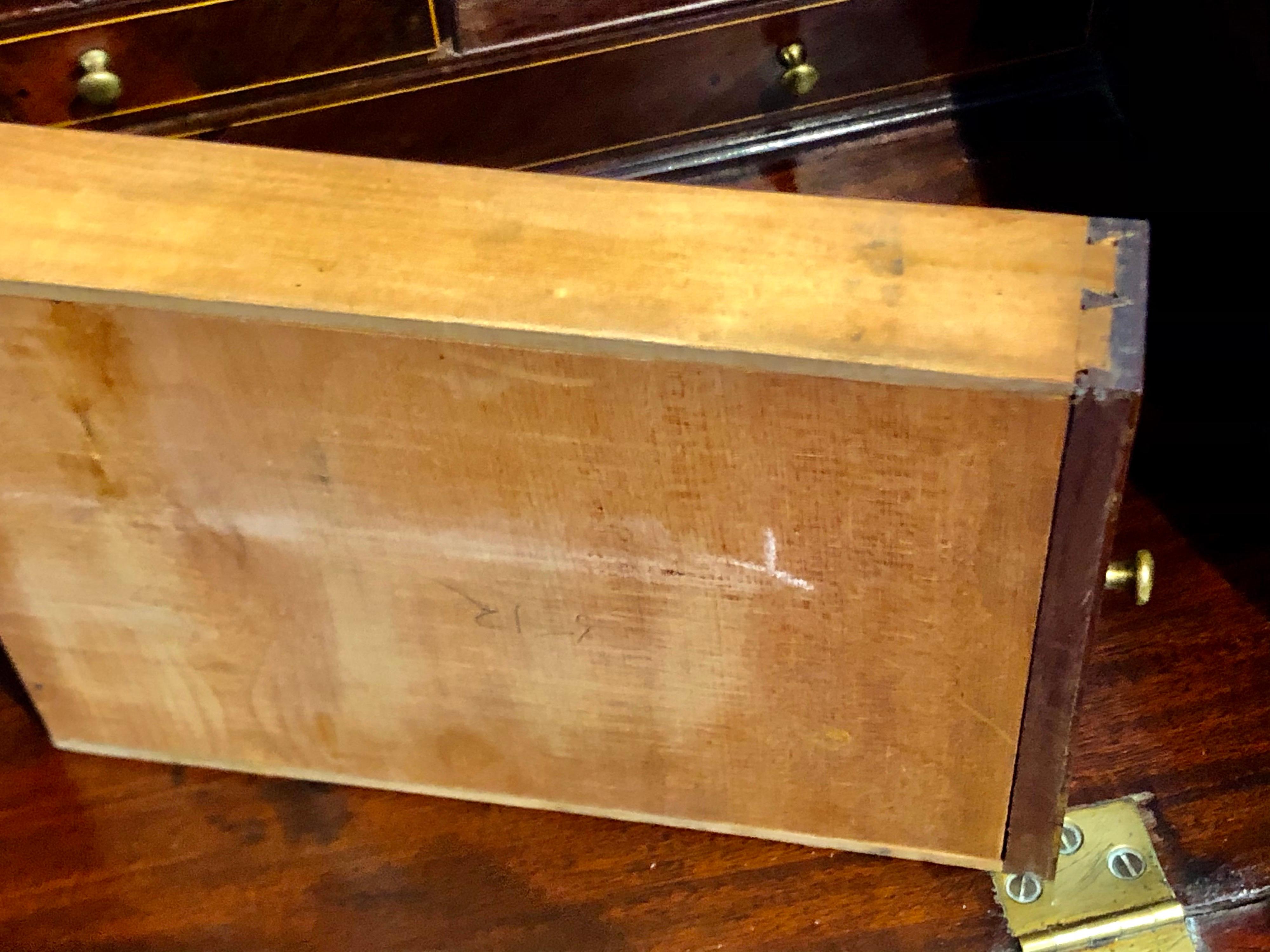 Antique American Inlaid Figured Mahogany Secretaire Bookcase w/Eli Terry Locks 6