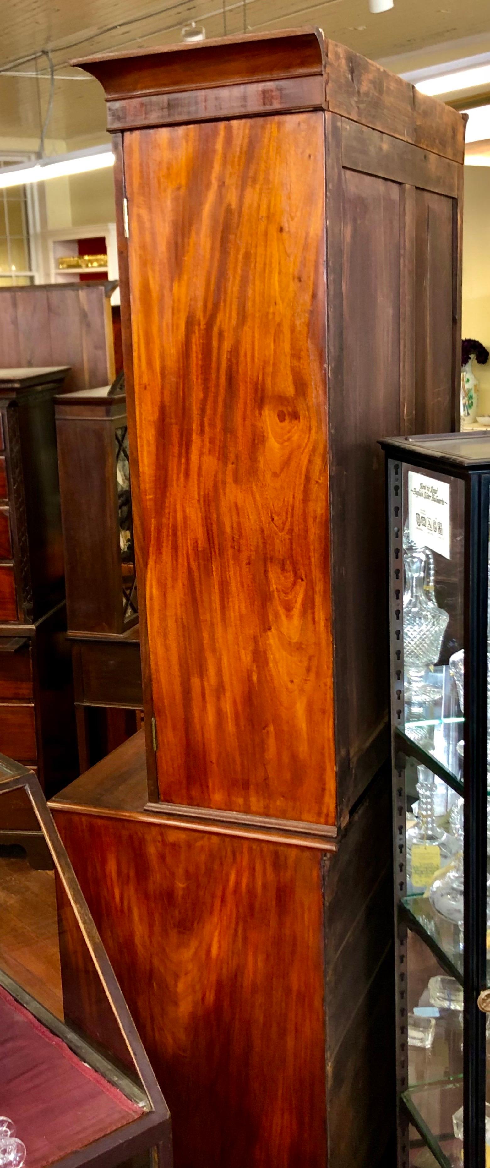 Antique American Inlaid Figured Mahogany Secretaire Bookcase w/Eli Terry Locks 10