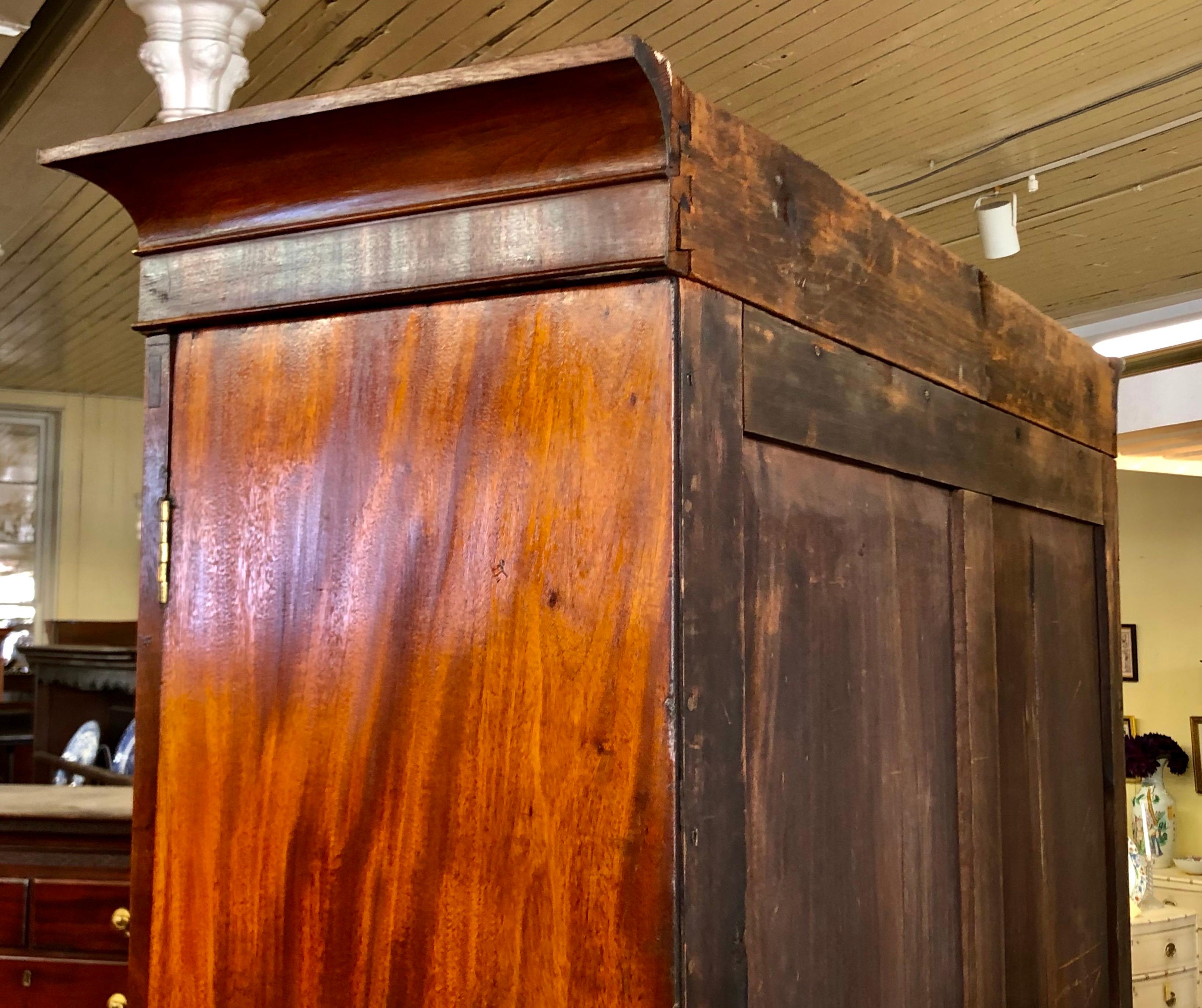 Antique American Inlaid Figured Mahogany Secretaire Bookcase w/Eli Terry Locks 12
