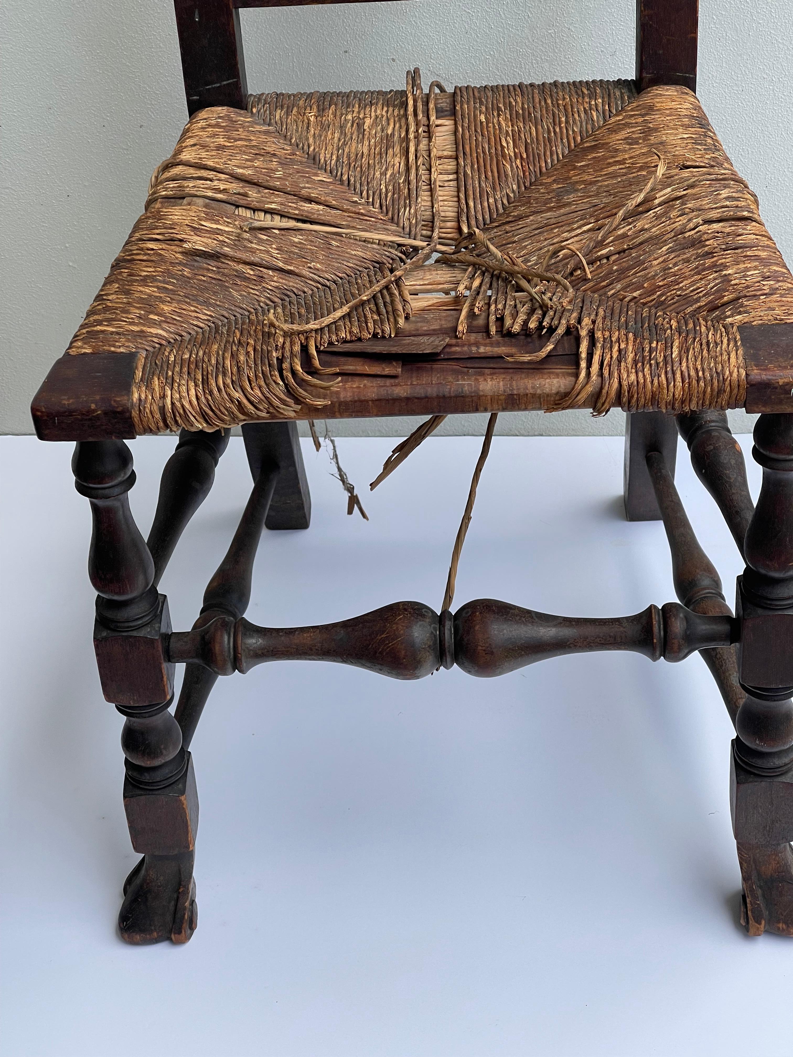 Wood Antique American Jacobean Handcarved Chair For Sale