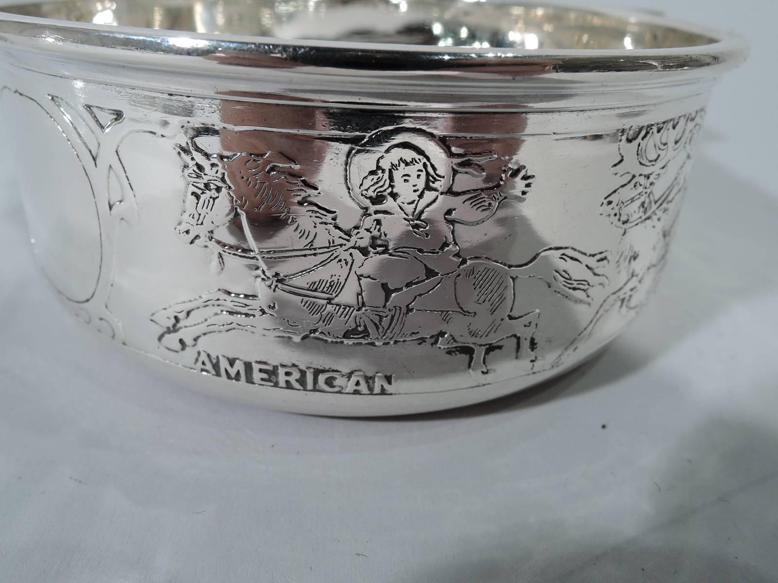 Antique American Kerr Sterling Silver Children of the World Porringer In Excellent Condition In New York, NY