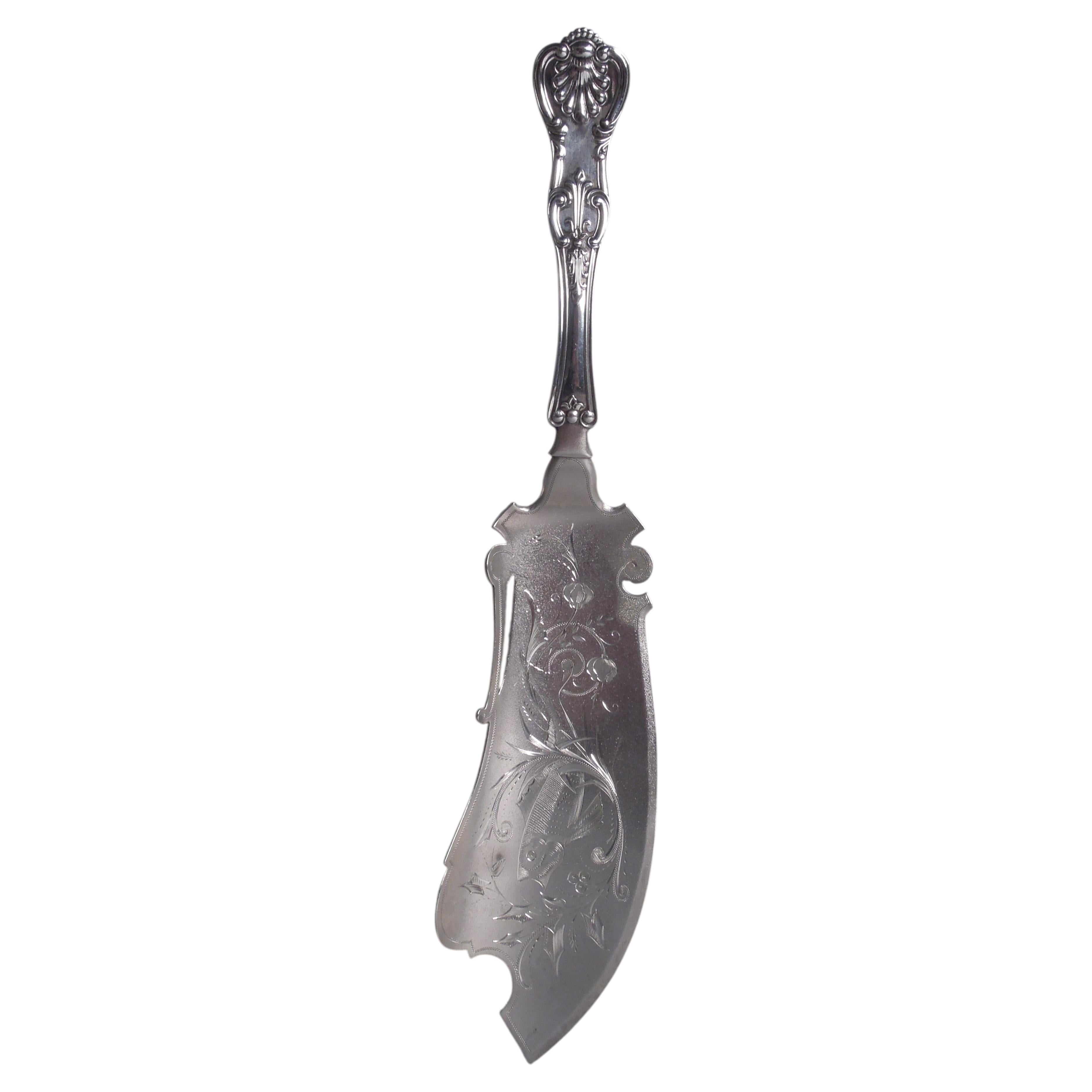 Antique American King Sterling Silver Fish Slice with Aesthetic Blade For Sale