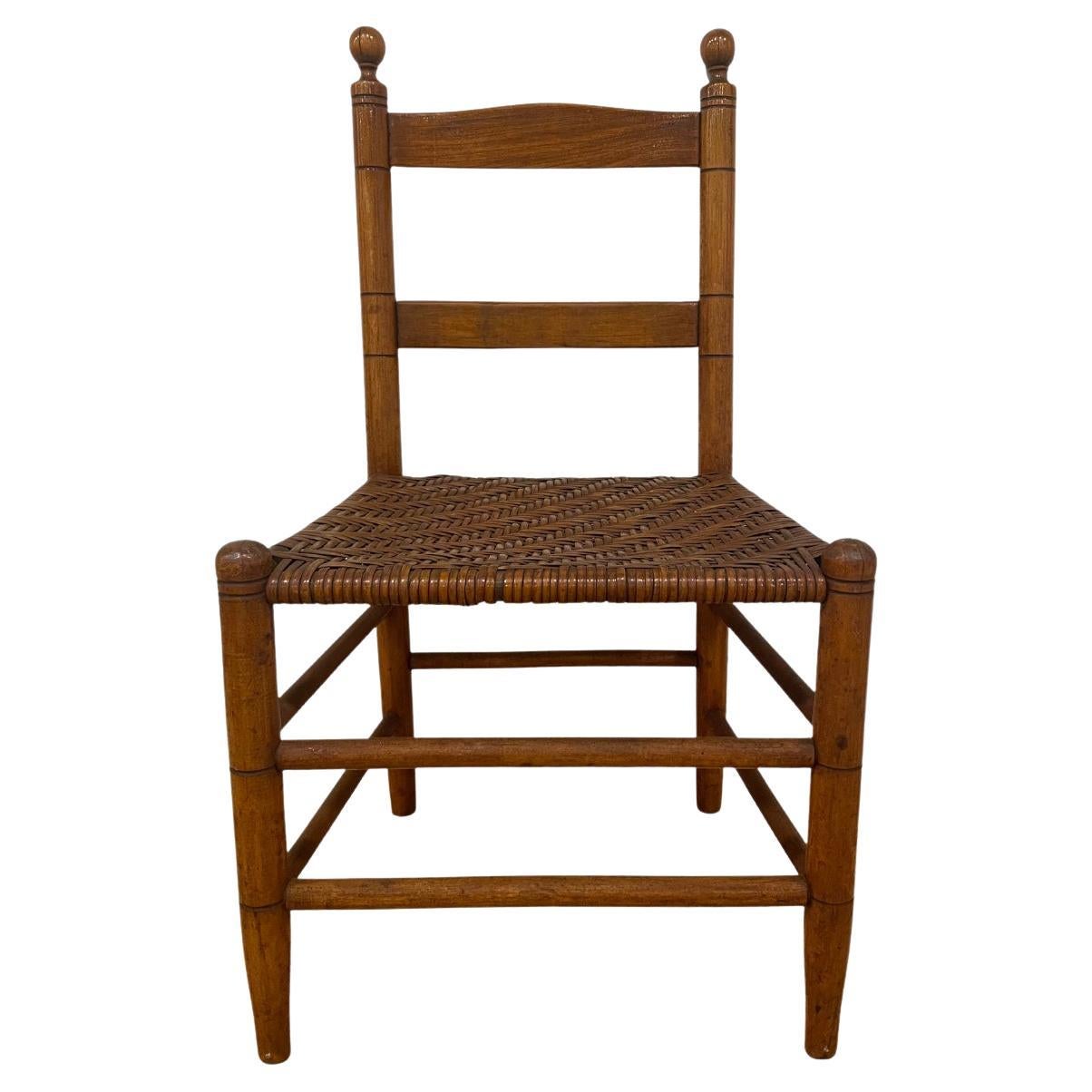 Antique American Ladder Back Child's Chair with Woven Seat For Sale