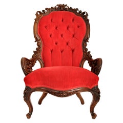 Antique American Laminated & Carved Rococco Armchair John Belter Meeks NY 1850's