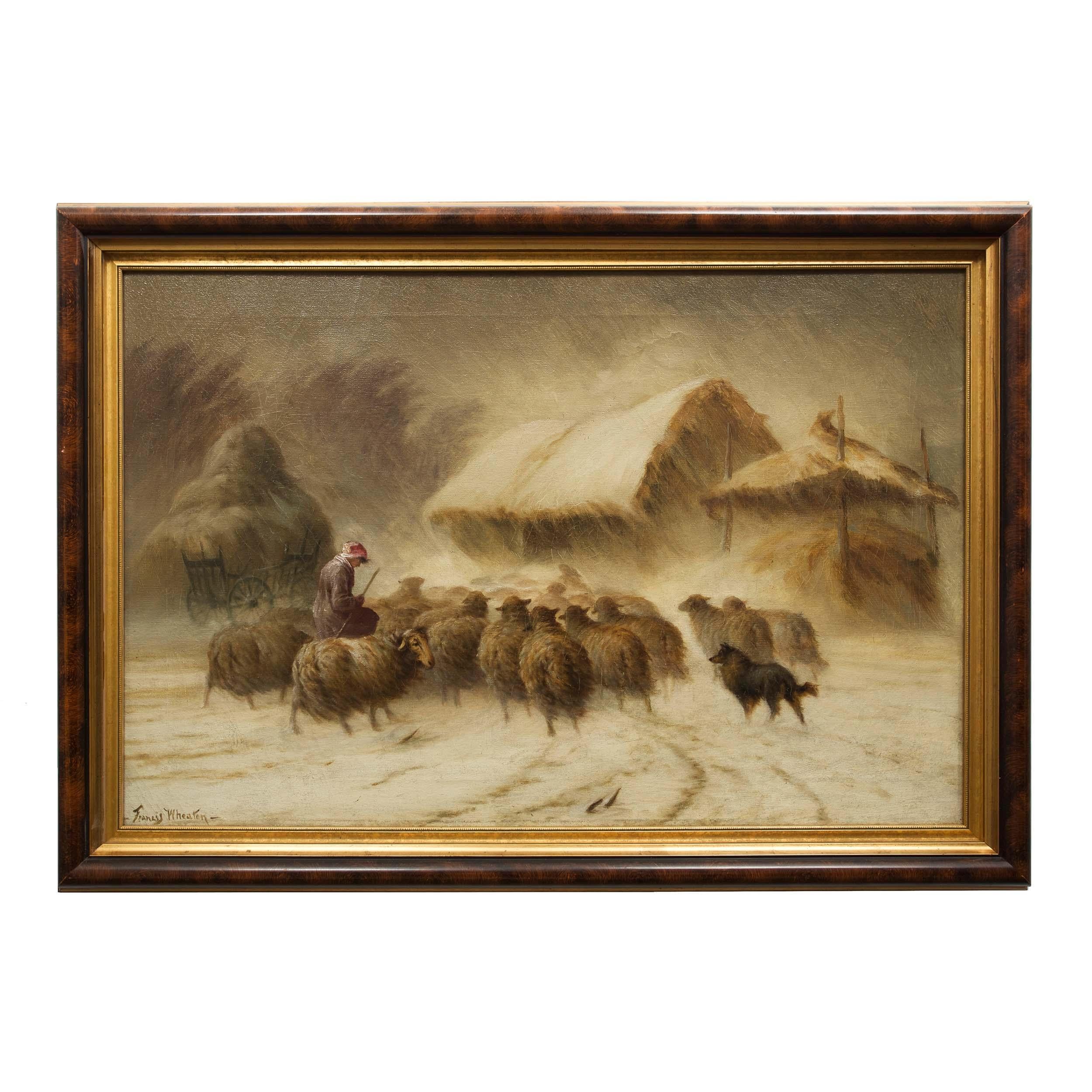 A very fine atmospheric work that showcases Wheaton's ability to convey romance and nostalgia in the cold swirls of billowing snow. The trees are bending in the distance under the pressure of the wind, the herd of sheep are triangulated into a tight