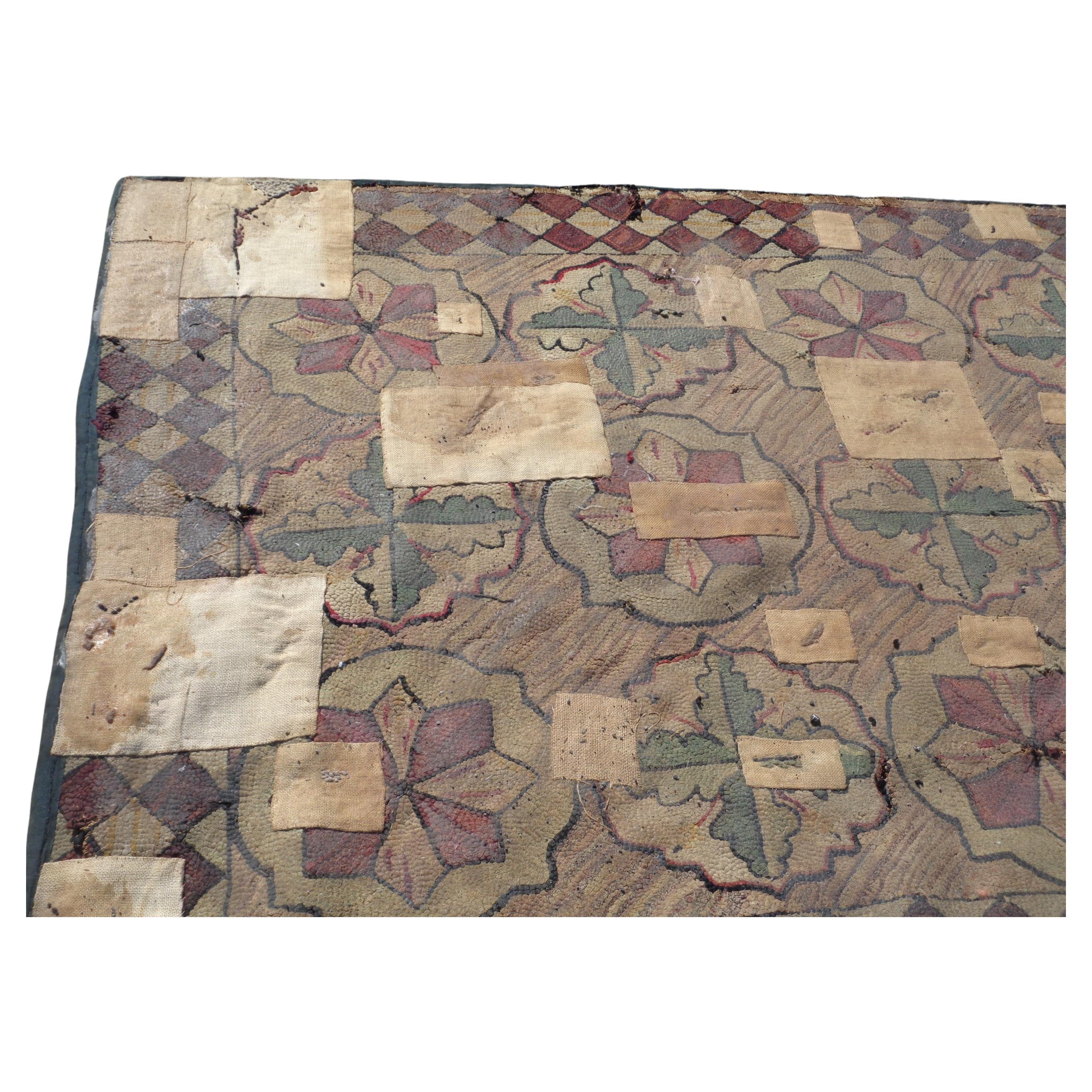 Antique American Hand Woven Hooked Rug Long Runner, Circa 1880-1900 For Sale 3
