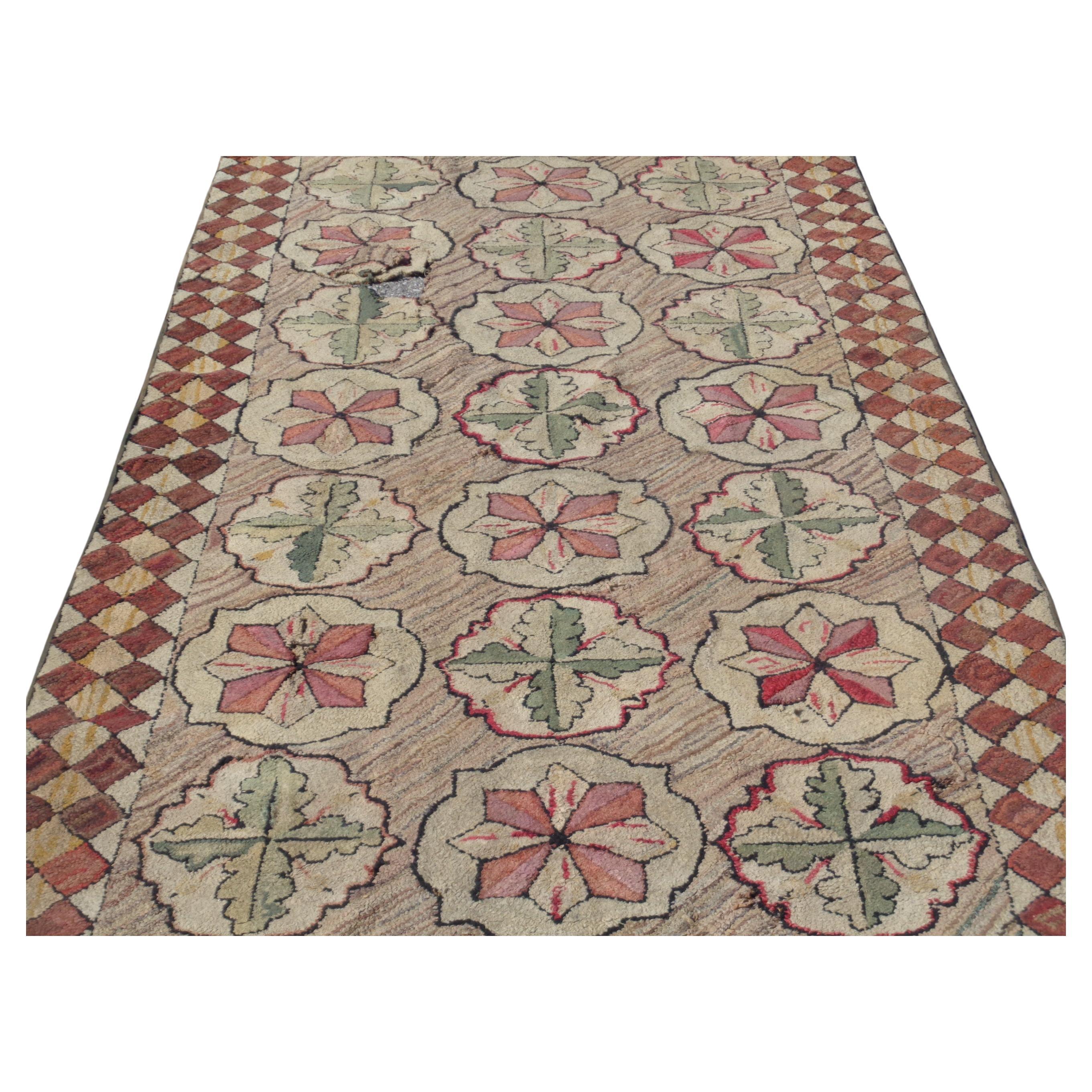 Hand-Woven Antique American Hand Woven Hooked Rug Long Runner, Circa 1880-1900 For Sale
