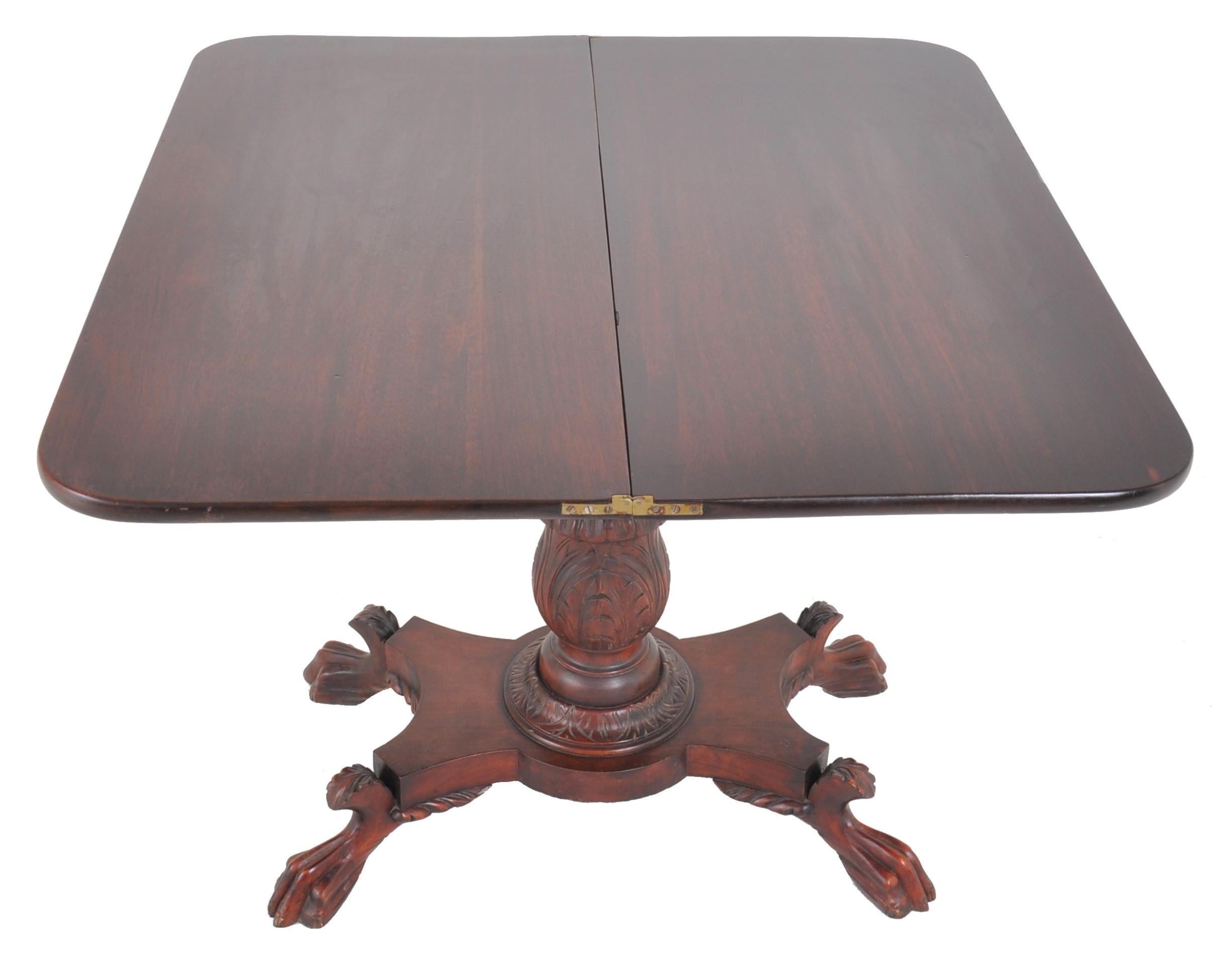 19th Century Antique American Late Federal/Empire Mahogany Tea/Games/Card Table, circa 1830 For Sale
