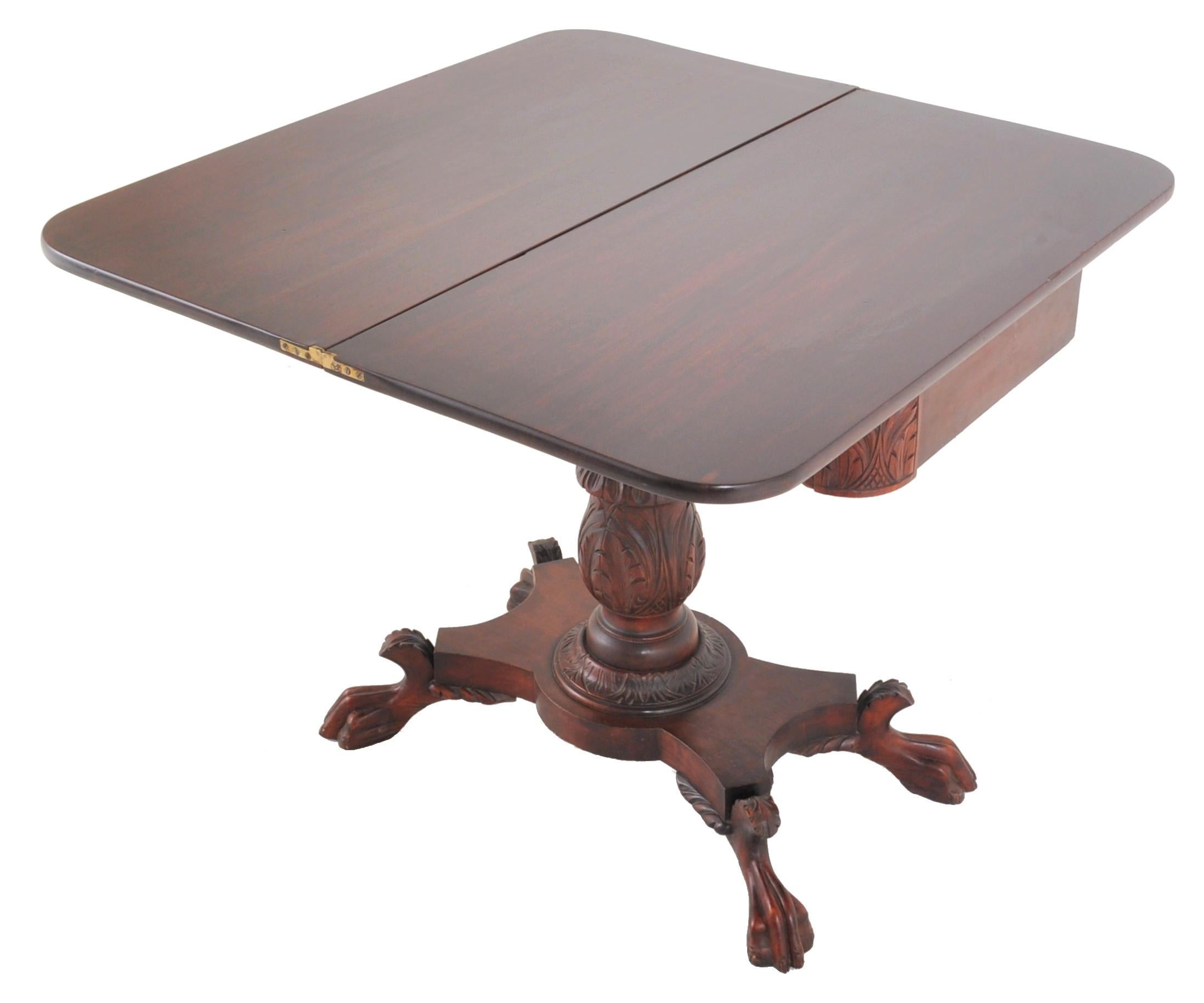 Antique American Late Federal/Empire Mahogany Tea/Games/Card Table, circa 1830 For Sale 1