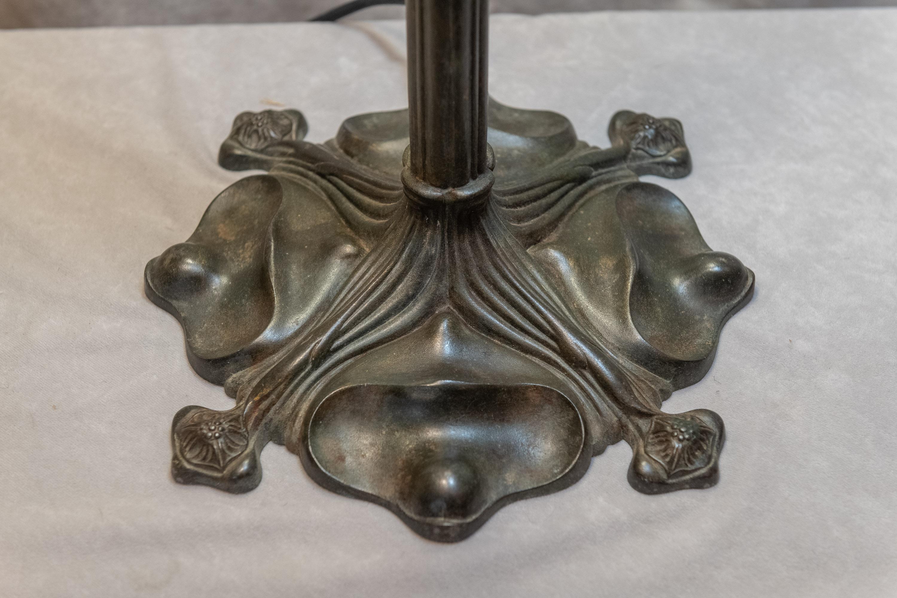 Most antique collectors when they hear the name Gorham think about their fabulous silver work. They also cast some of the best American bronzes in their foundry. Lesser known is their production of some of the finest leaded glass table lamps of the