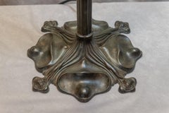 Antique American Leaded Glass Table Lamp, Full Floral Rose Pattern by Gorham