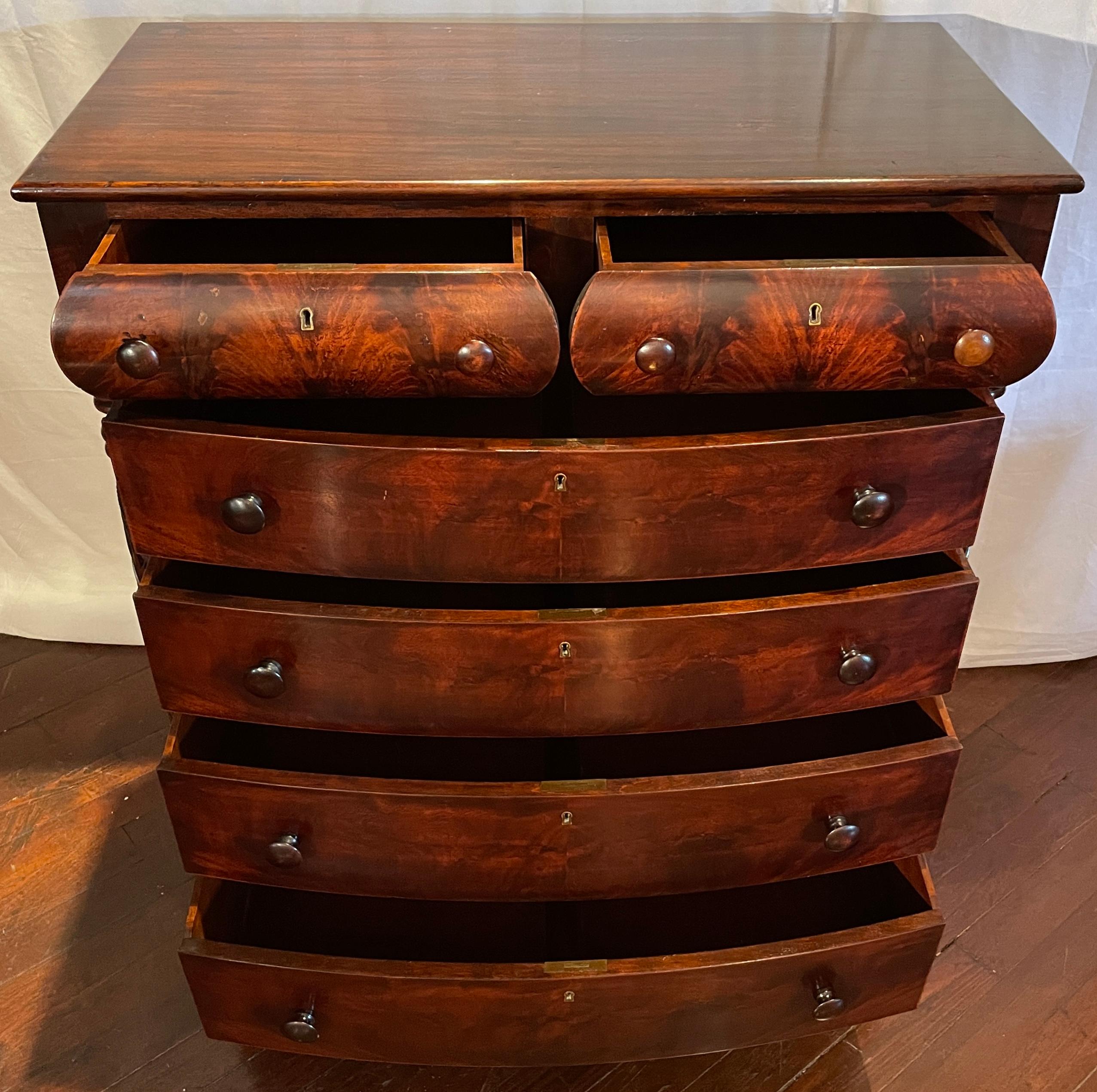 Antique American Mahogany Chest with Turned Legs, circa 1890 In Good Condition For Sale In New Orleans, LA