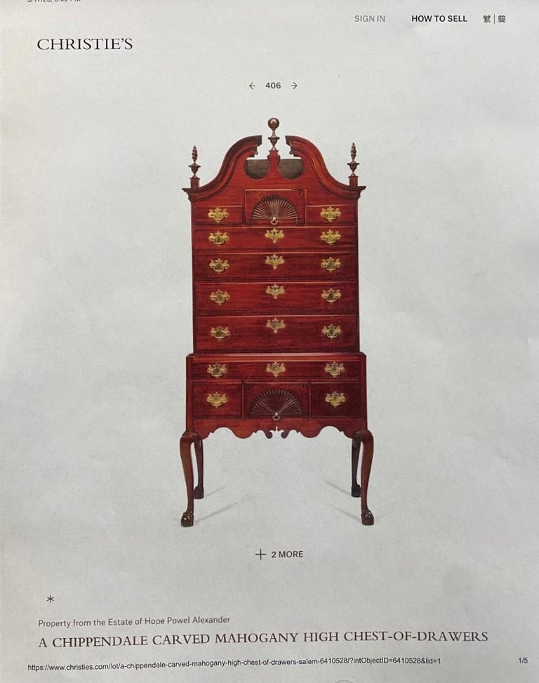 Antique American Mahogany Highboy Chest on Stand Salem Massachusetts