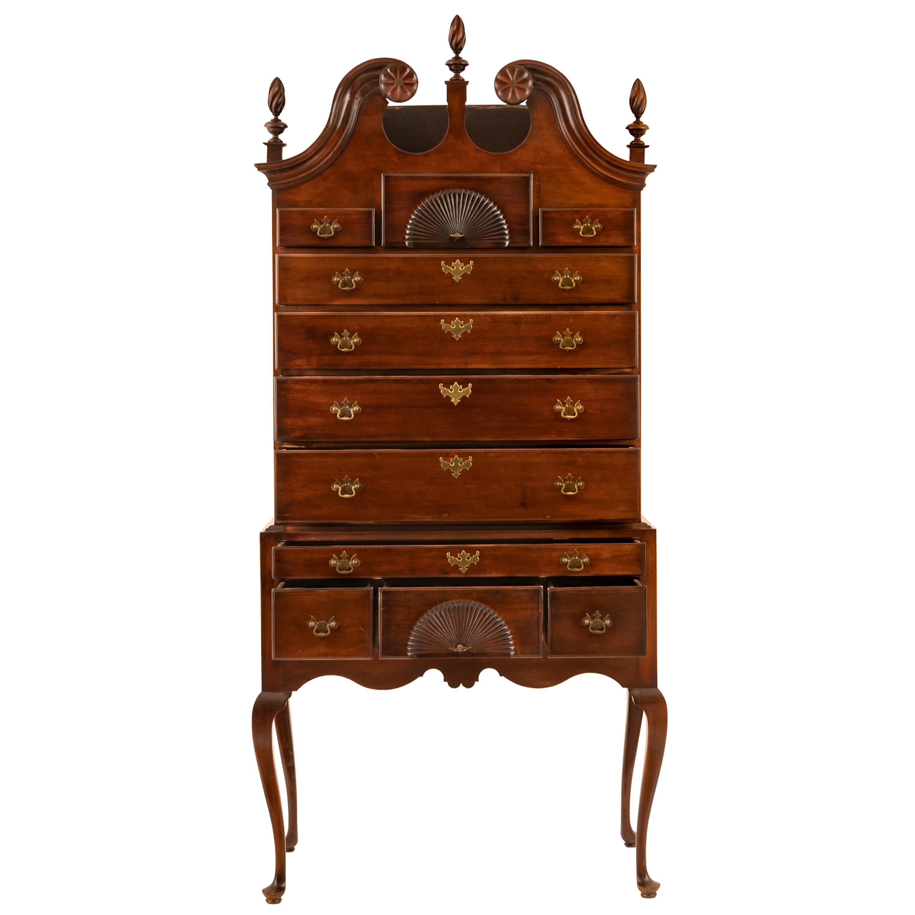Chippendale Antique American Mahogany Highboy Chest on Stand Salem Massachusetts, 1760