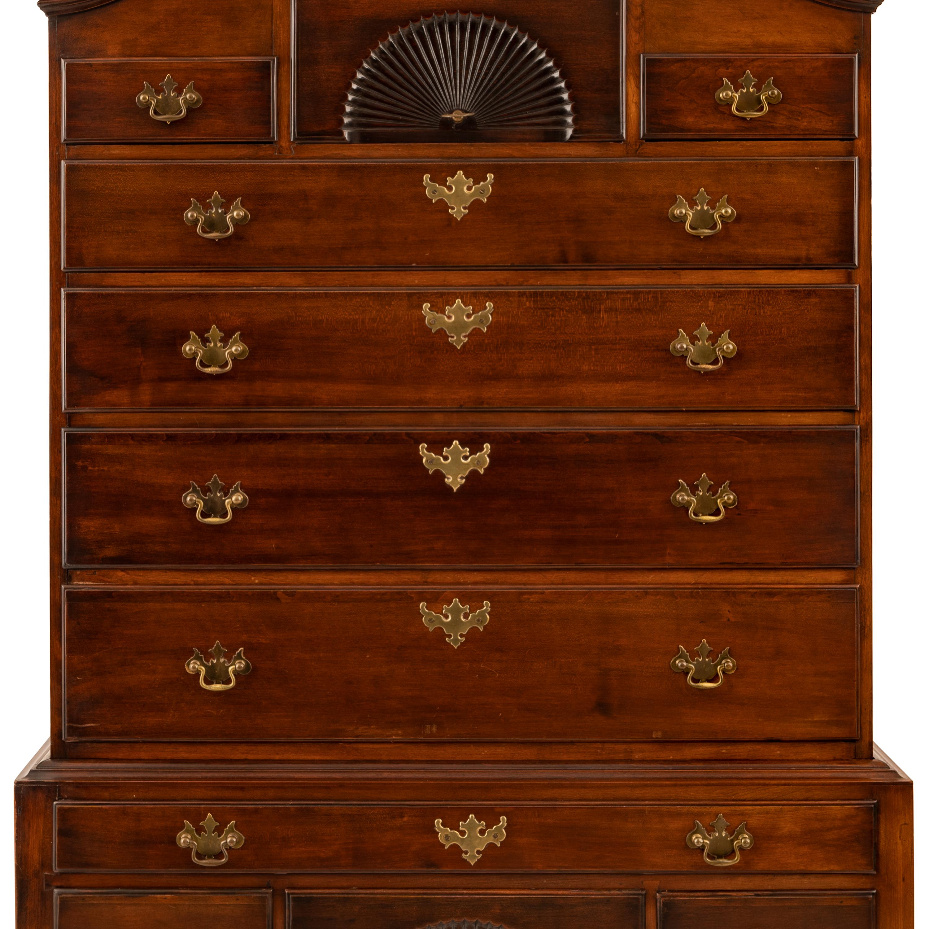 Antique American Mahogany Highboy Chest on Stand Salem Massachusetts, 1760 In Good Condition In Portland, OR