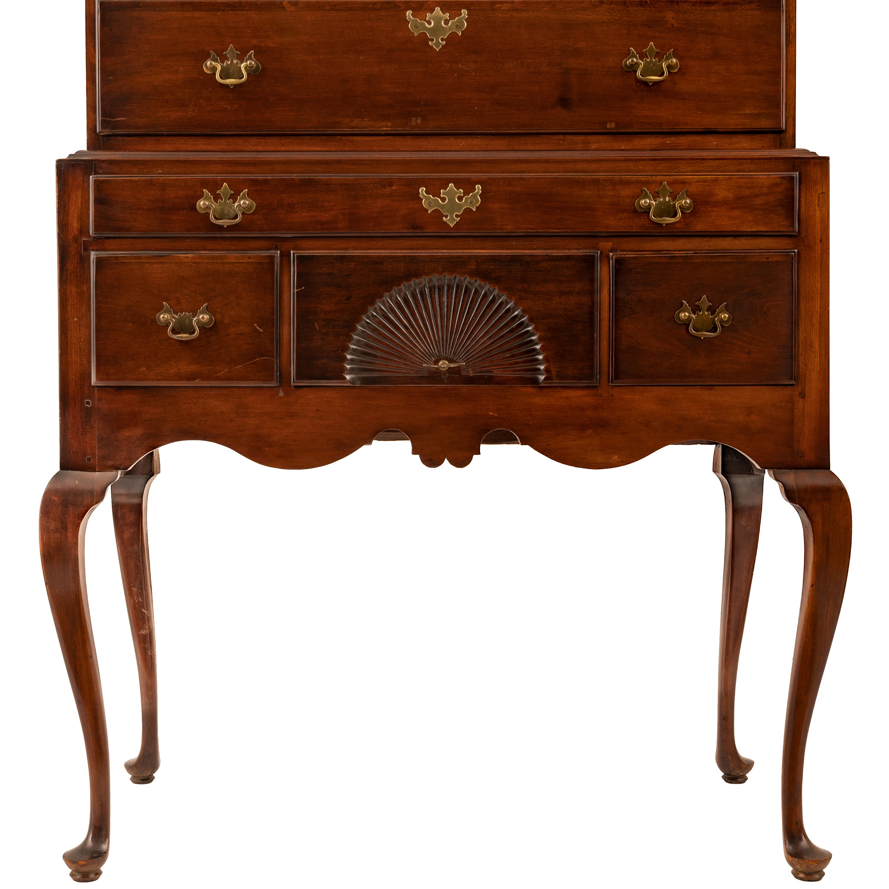 Mid-18th Century Antique American Mahogany Highboy Chest on Stand Salem Massachusetts, 1760