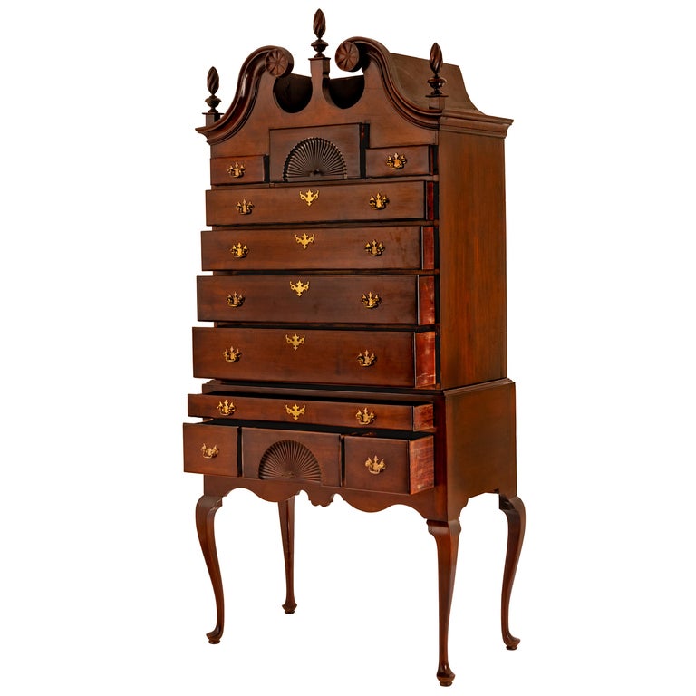 Antique American Mahogany Highboy Chest on Stand Salem Massachusetts