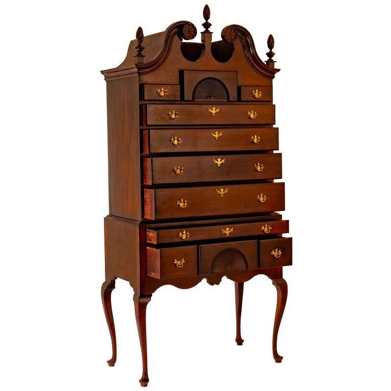 Antique American Mahogany Highboy Chest on Stand Salem Massachusetts