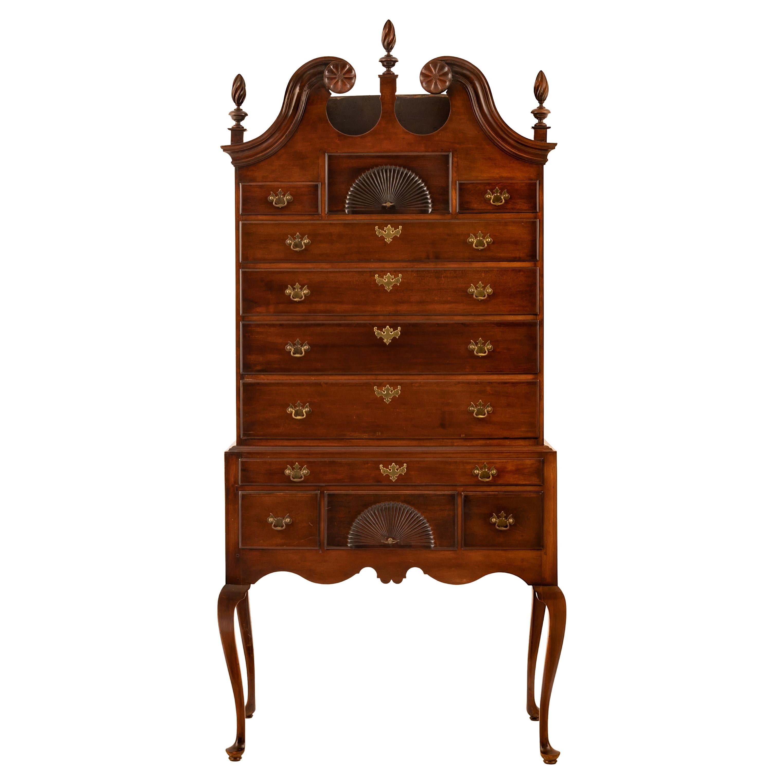 Antique American Mahogany Highboy Chest on Stand Salem Massachusetts, 1760