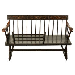 Ancienne banquette de bascule américaine à bascule de Windsor, peinture originale de 1835