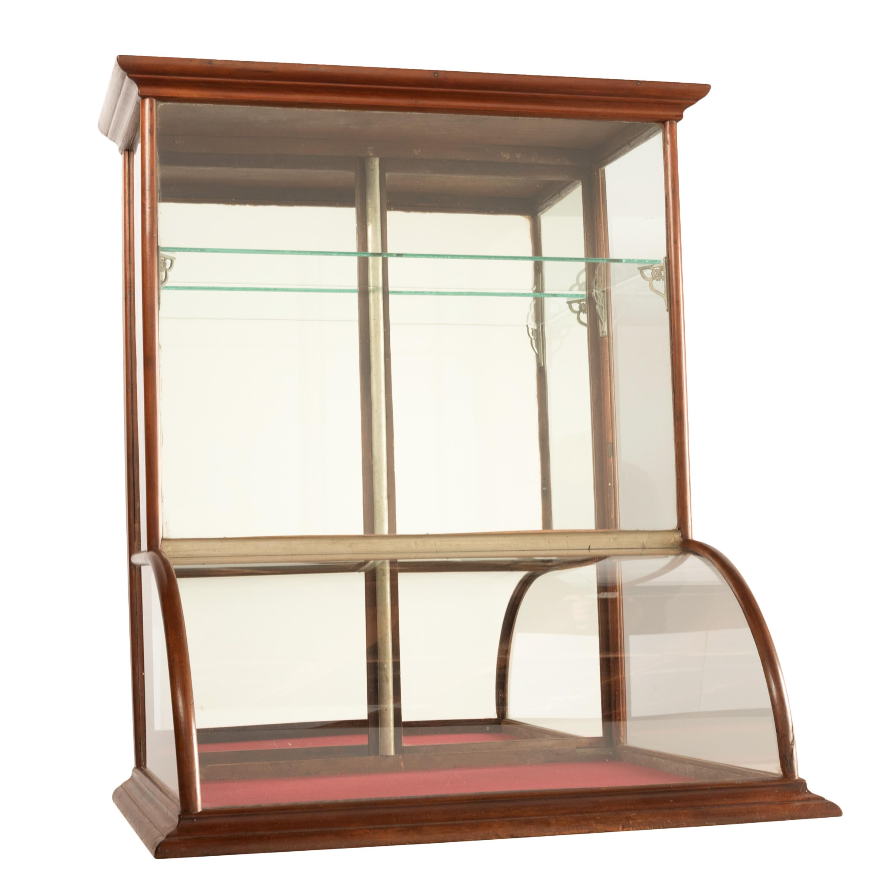 vintage curved glass display cabinet