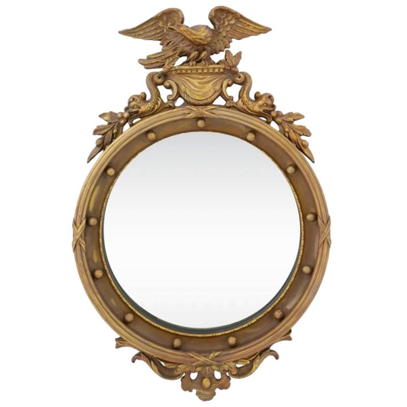 Antique American Mirror With Gilt Frame And Eagle