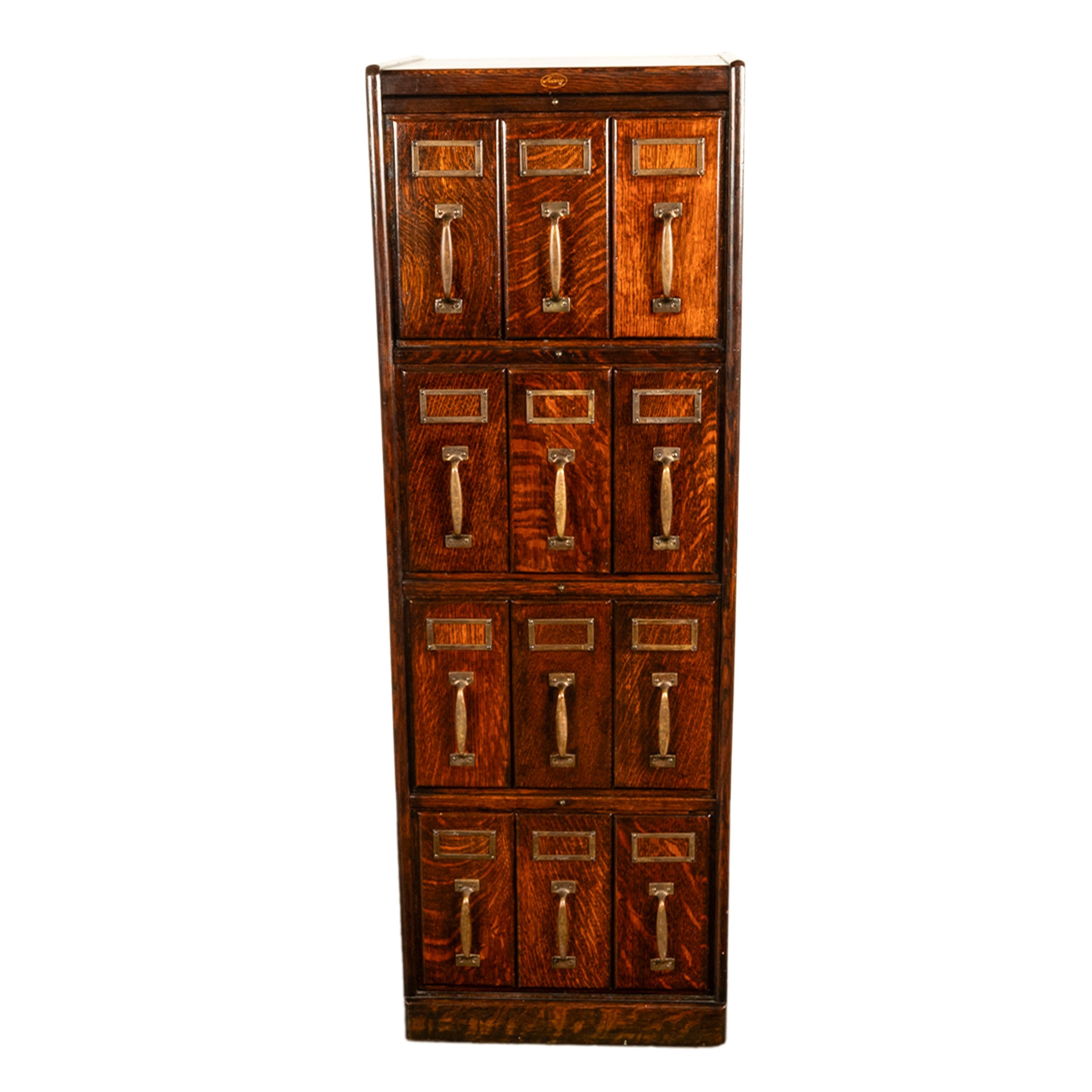 Antiker amerikanischer Missions-Schrank Macey aus Eichenholz mit 12 Schubladen und Bibliotheksschrank, Macey 1910 (American Arts and Crafts)