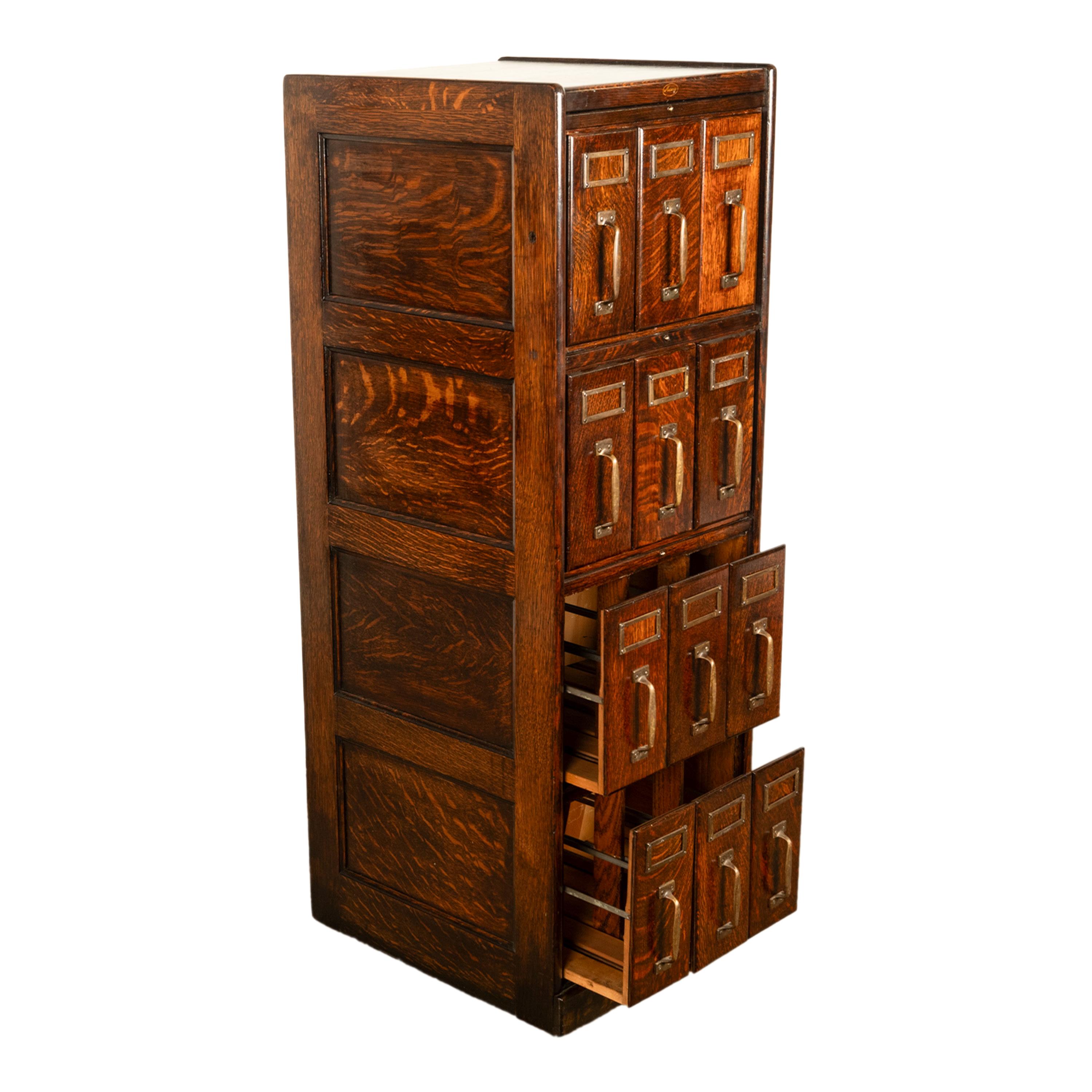 Antiker amerikanischer Missions-Schrank Macey aus Eichenholz mit 12 Schubladen und Bibliotheksschrank, Macey 1910 2