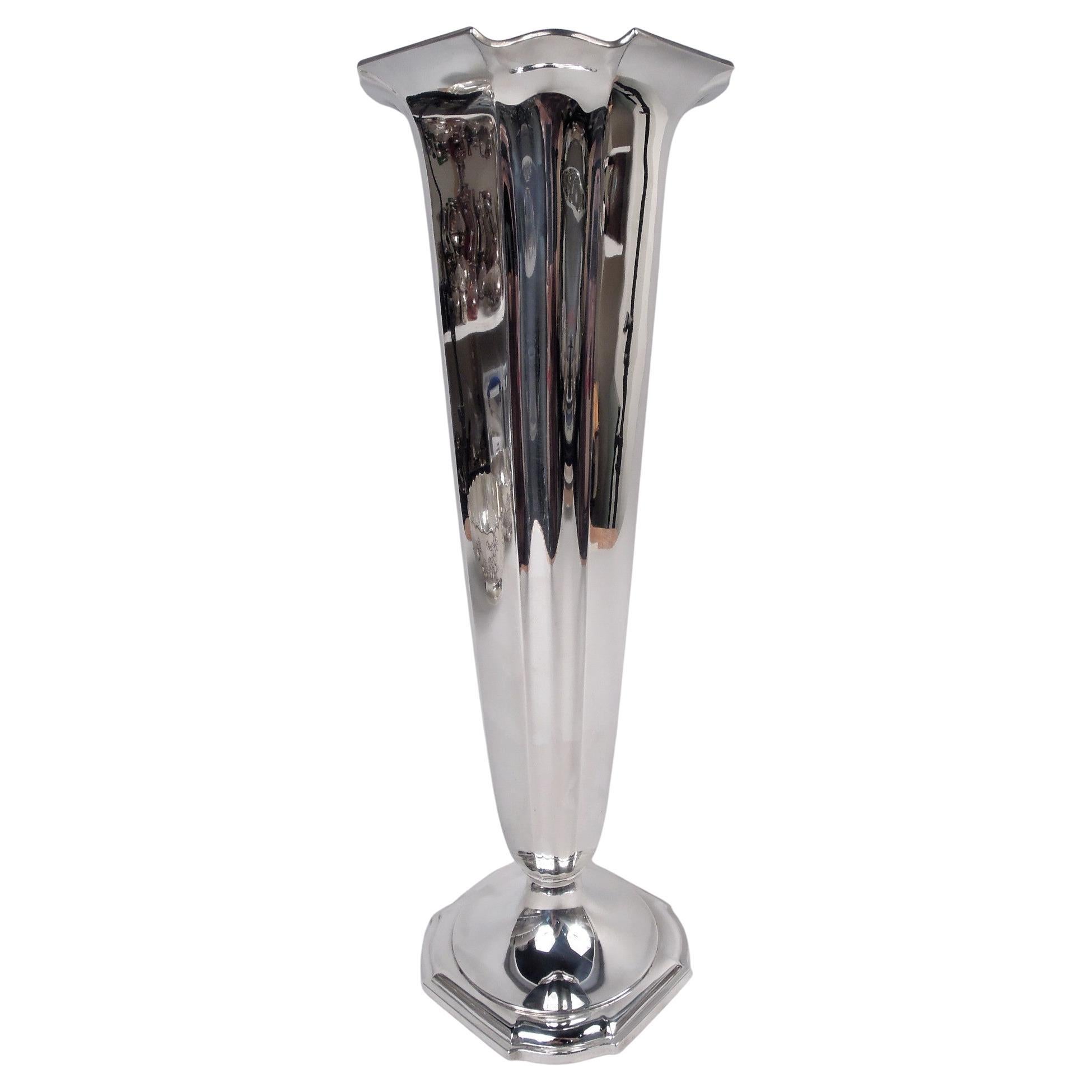Antique American Modern Classical Sterling Silver 18-Inch Vase For Sale