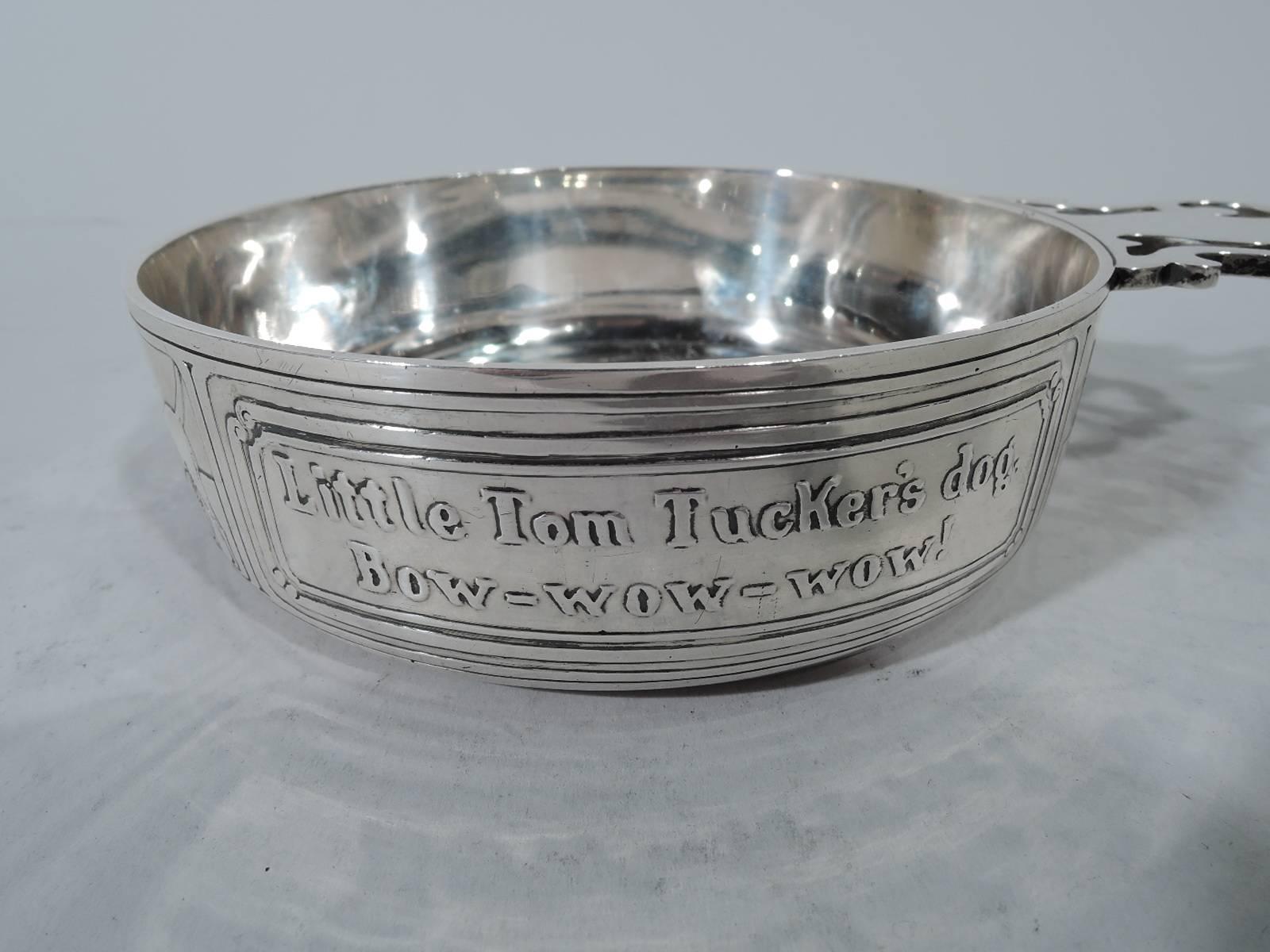 Antique American Mother Goose Sterling Silver Porringer by Tiffany In Excellent Condition In New York, NY