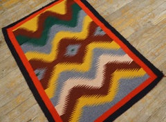 1940s Multi ZigZag Antique American Navajo Rug 2'3''x3'3'' Flatweave Wool Carpet