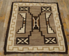 1930s Gray Geometric Antique American Navajo Carpet 3'2''x3'6'' Flatweave Rug