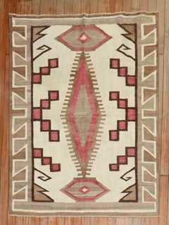Zabihi Collection Antique American Navajo Ivory Tribal Rug