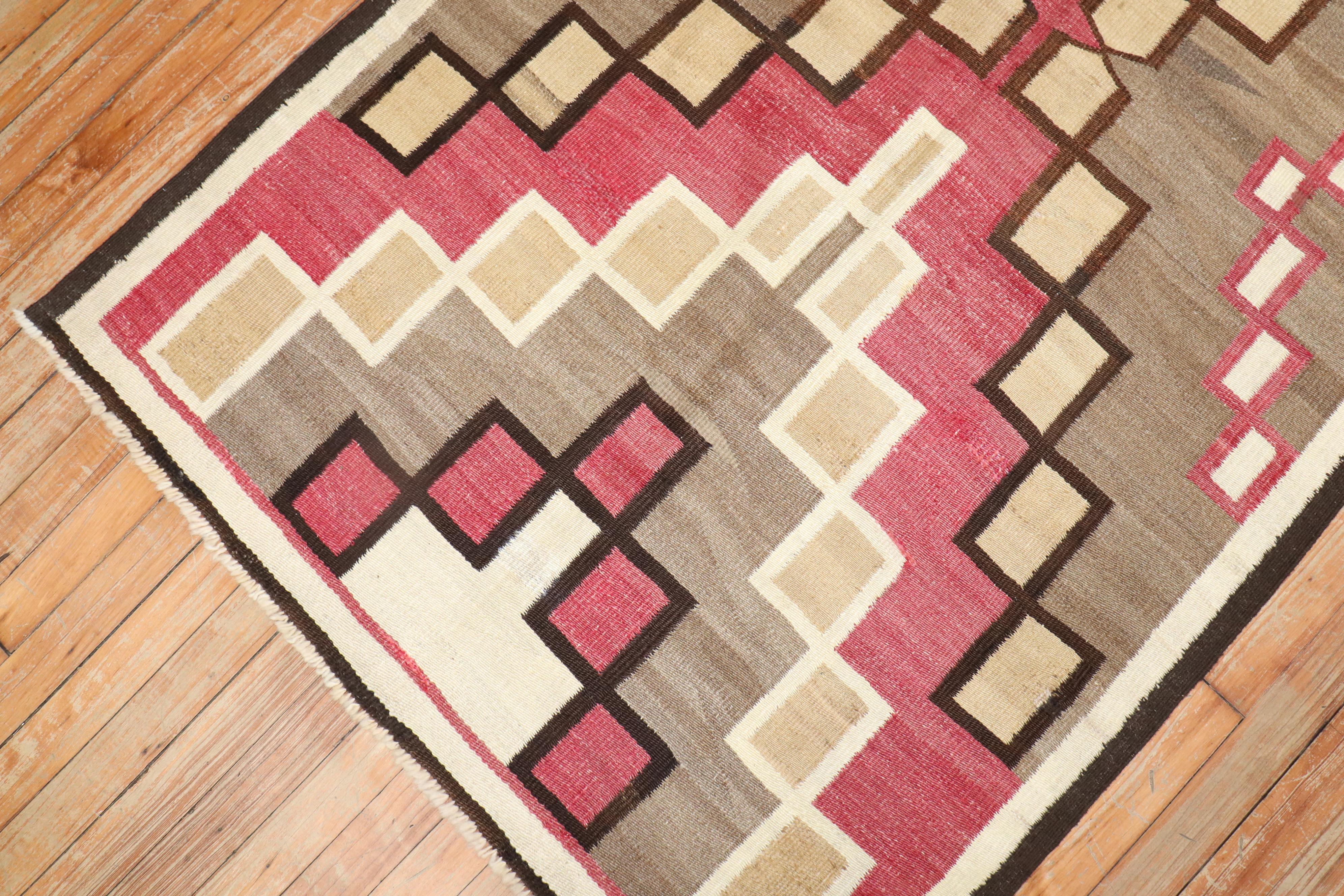 Native American Antique American Navajo Ivory Tribal Rug For Sale