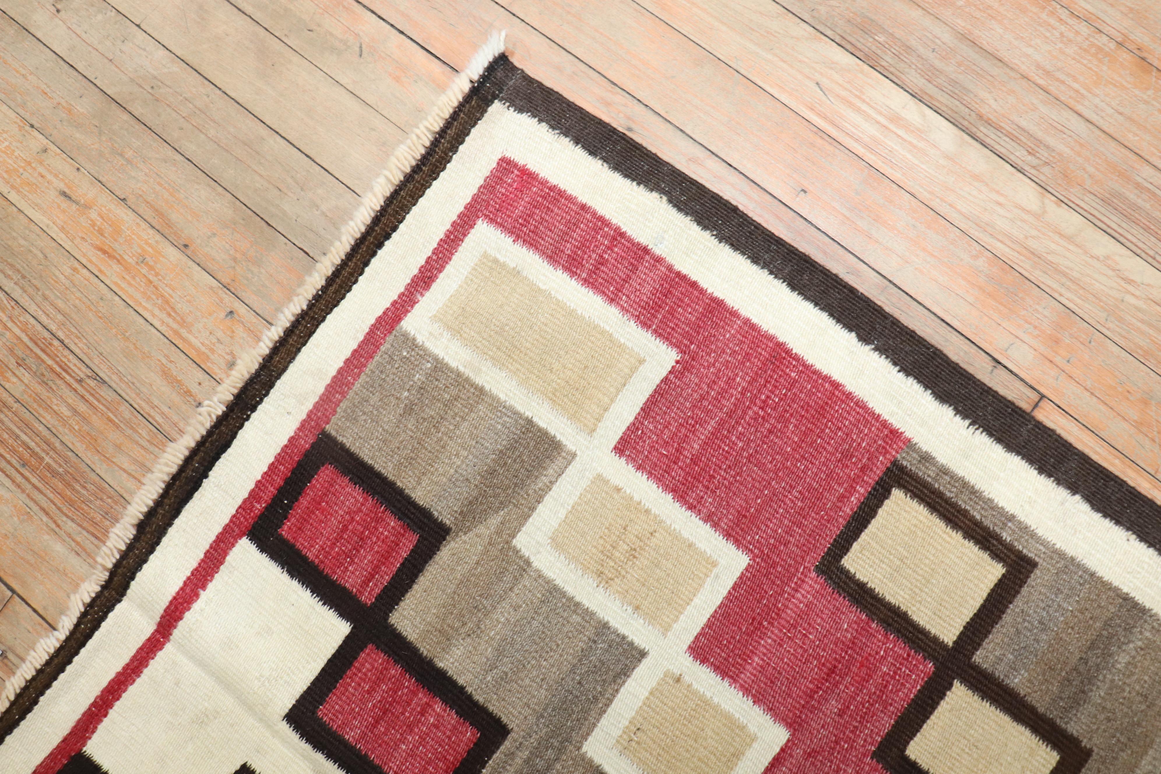 20th Century Antique American Navajo Ivory Tribal Rug For Sale