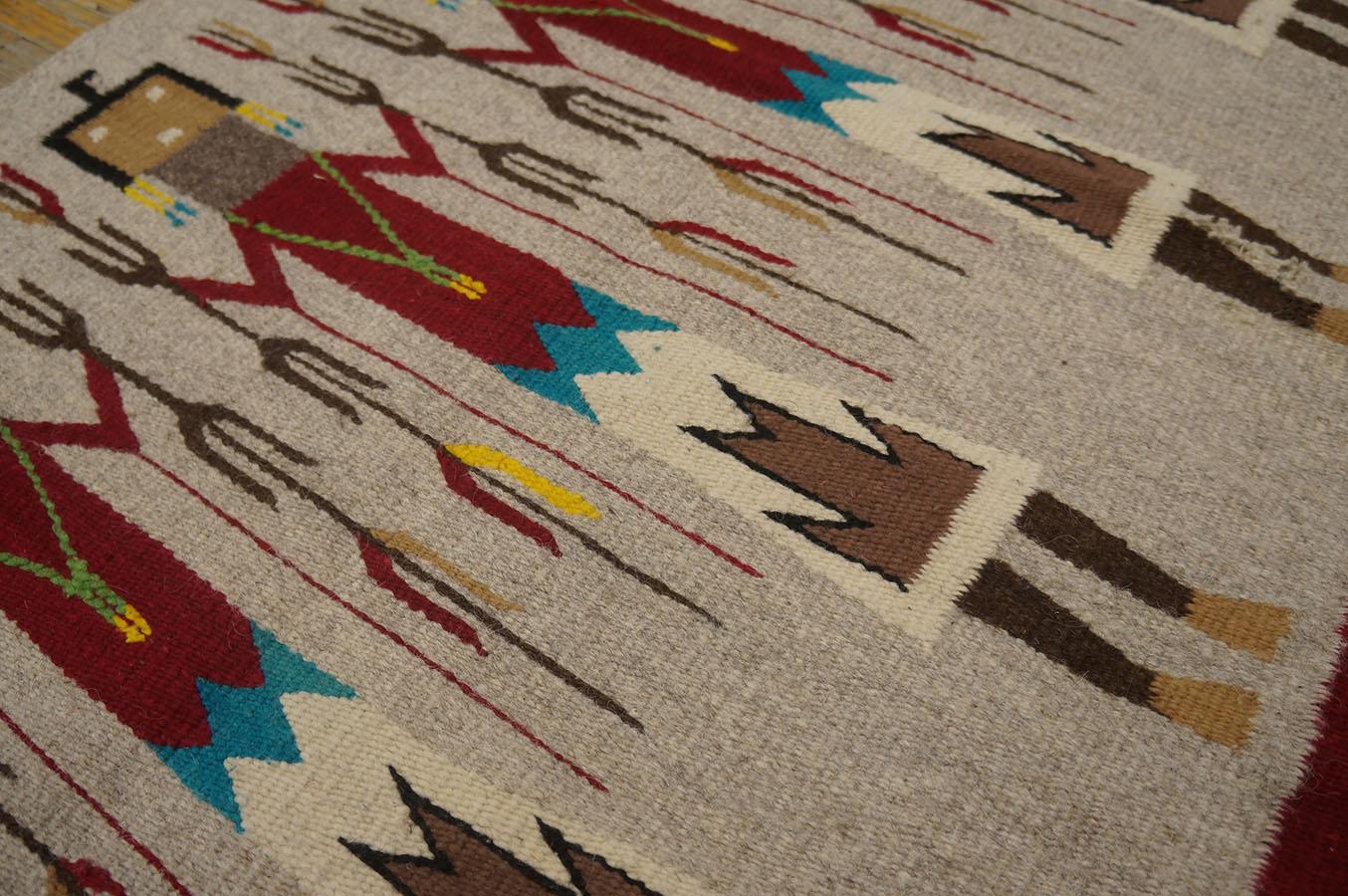 Mid 20th Century American Navajo Yei Carpet ( 2' 6'' x 4' 6'' - 76 x 137 cm ) 4